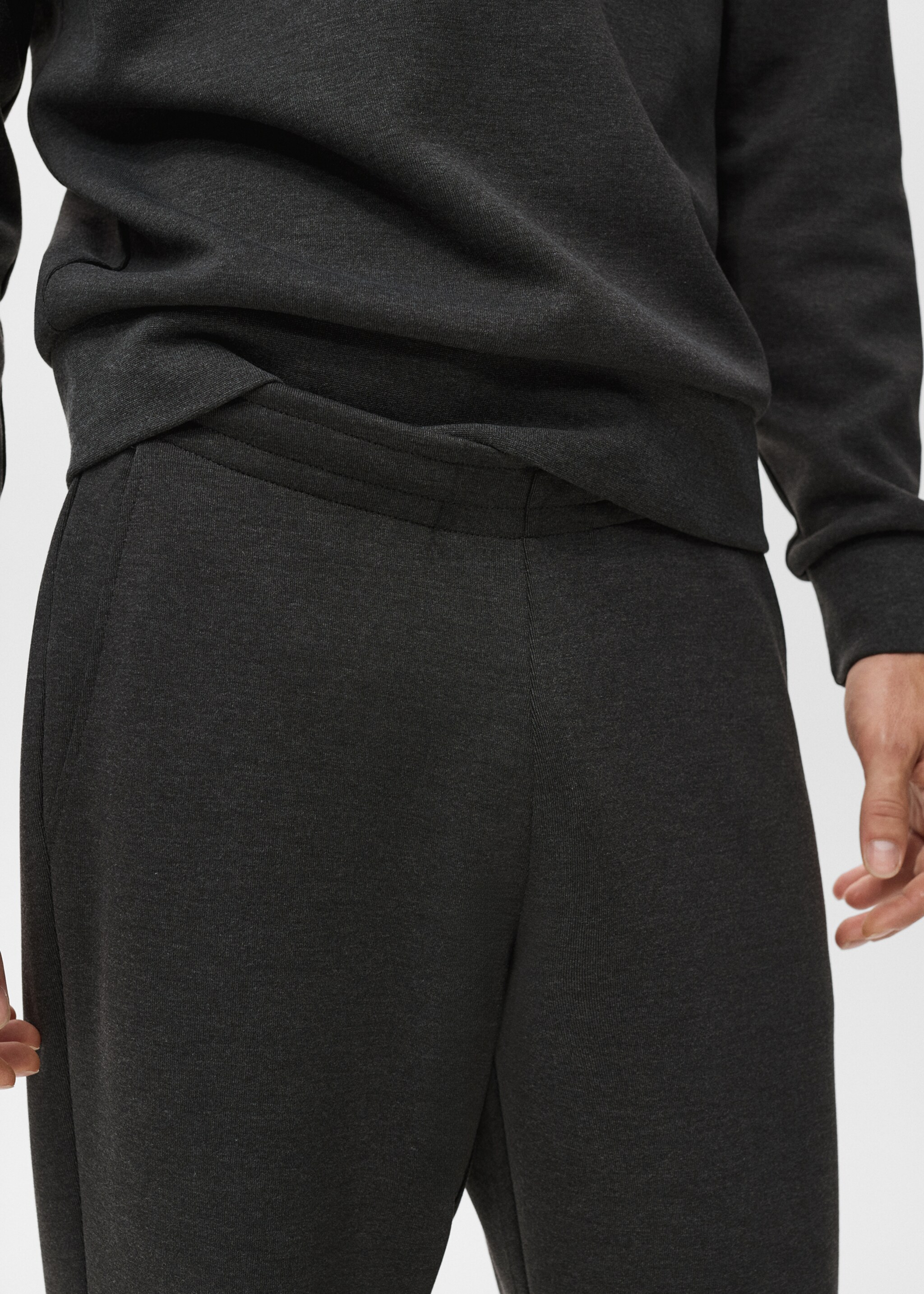 Jogging coton taille élastique - Détail de l'article 1, Gris chiné foncé. Ref: 17076742-00.