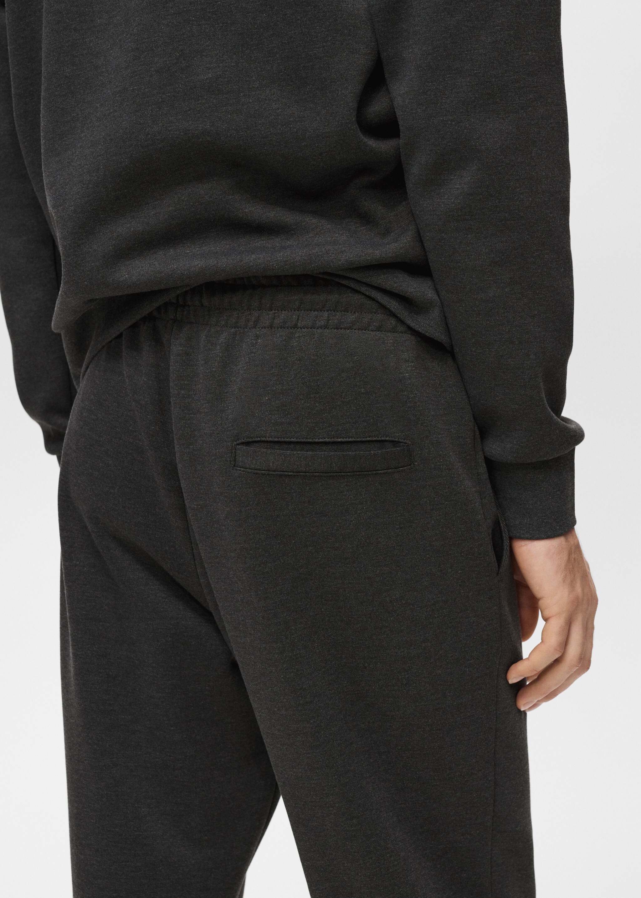 Jogging coton taille élastique - Détail de l'article 2, Gris chiné foncé. Ref: 17076742-00.