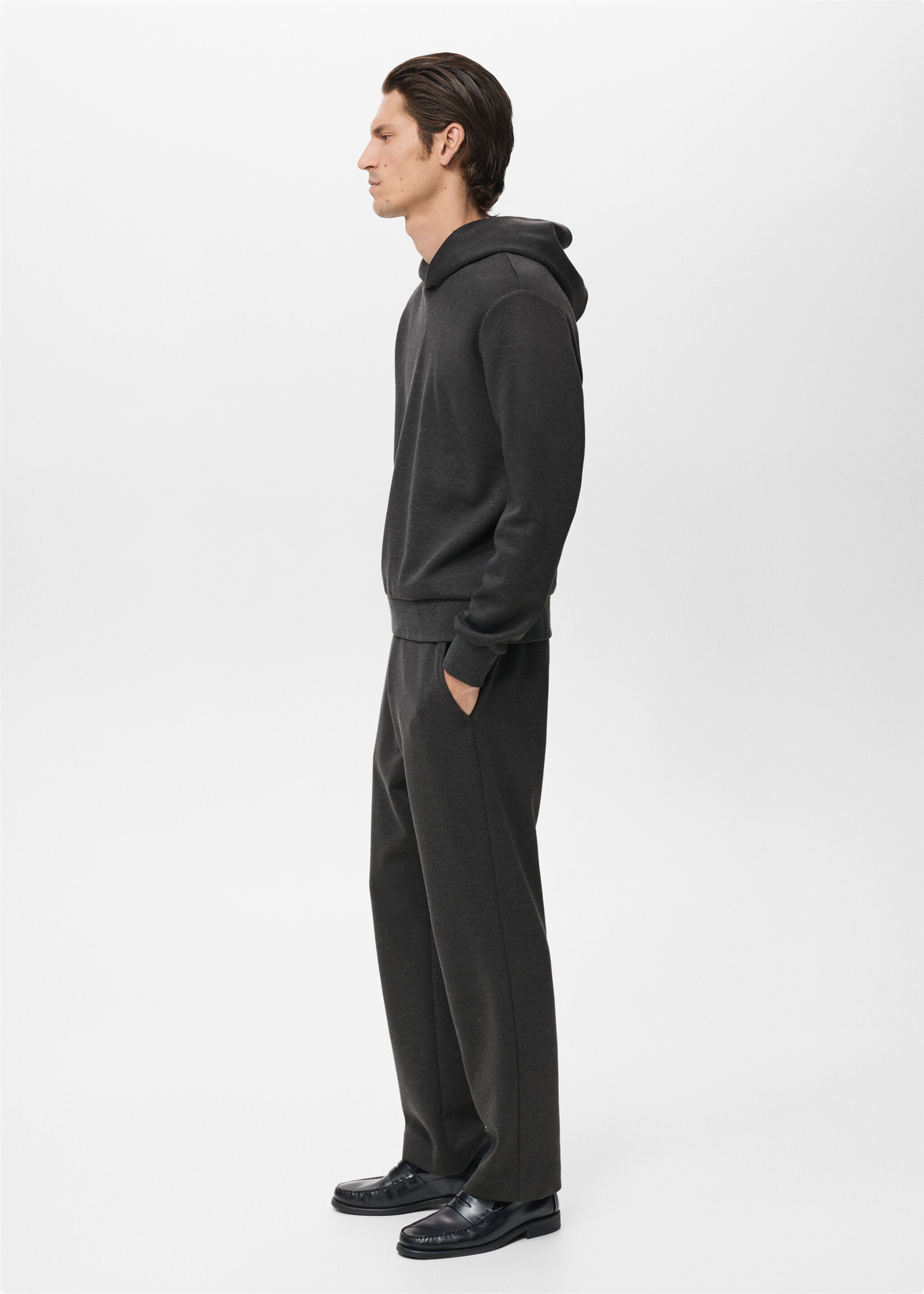 Jogging coton taille élastique - Détail de l'article 6, Gris chiné foncé. Ref: 17076742-00.