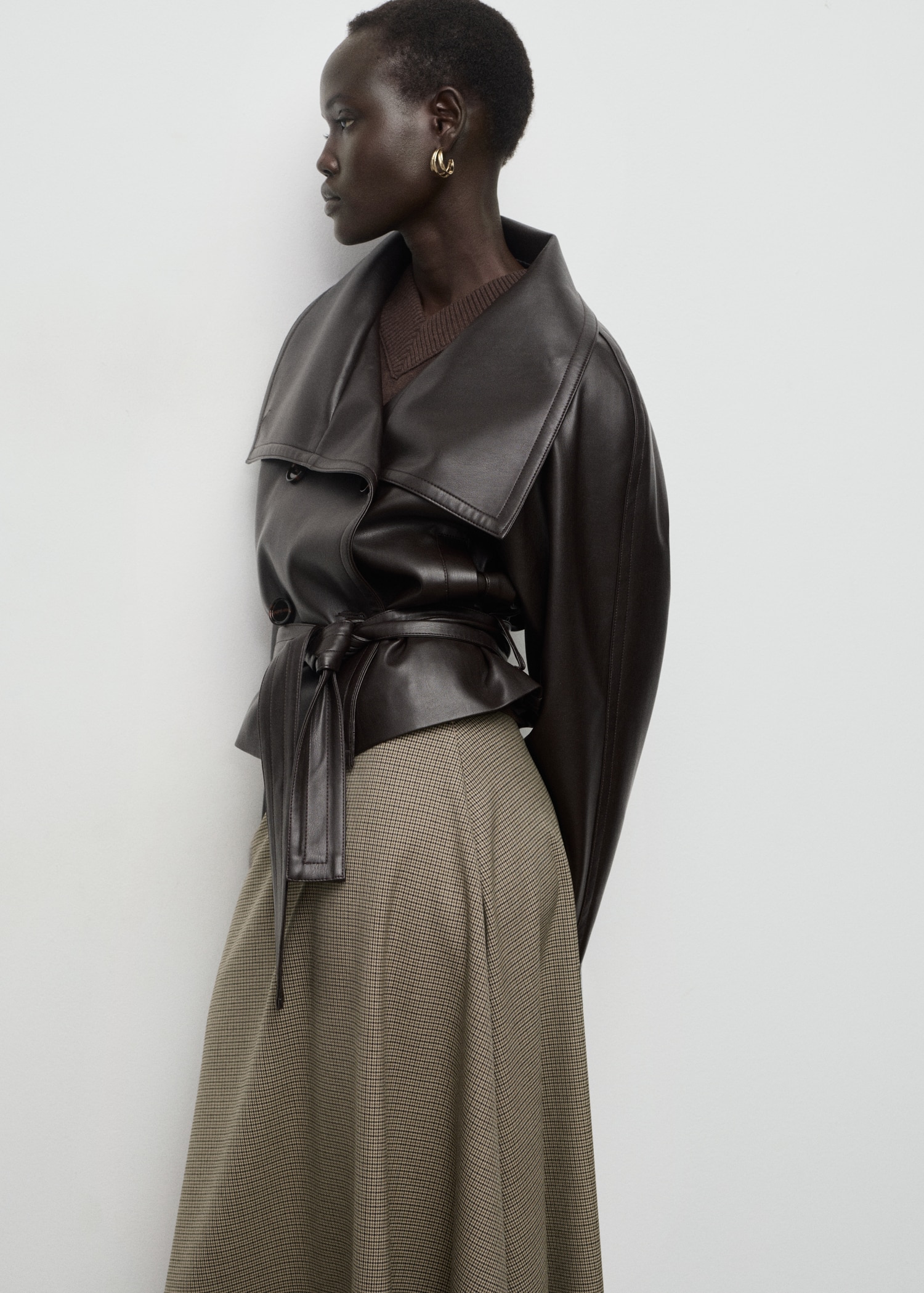 Gonna misto lana pied-de-poule Donna MANGO Italia