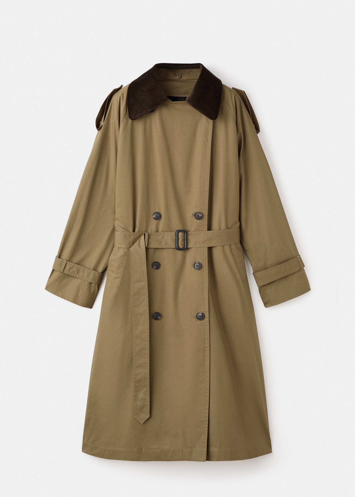 Double-breasted trench coat with corduroy collar - Article without model