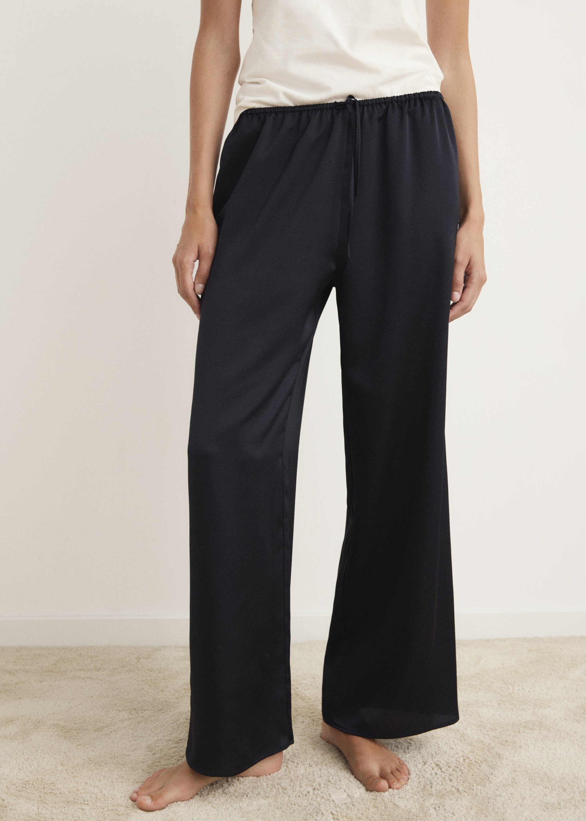 Satin long trousers - Medium plane, Charcoal. Ref: 17077127-00.