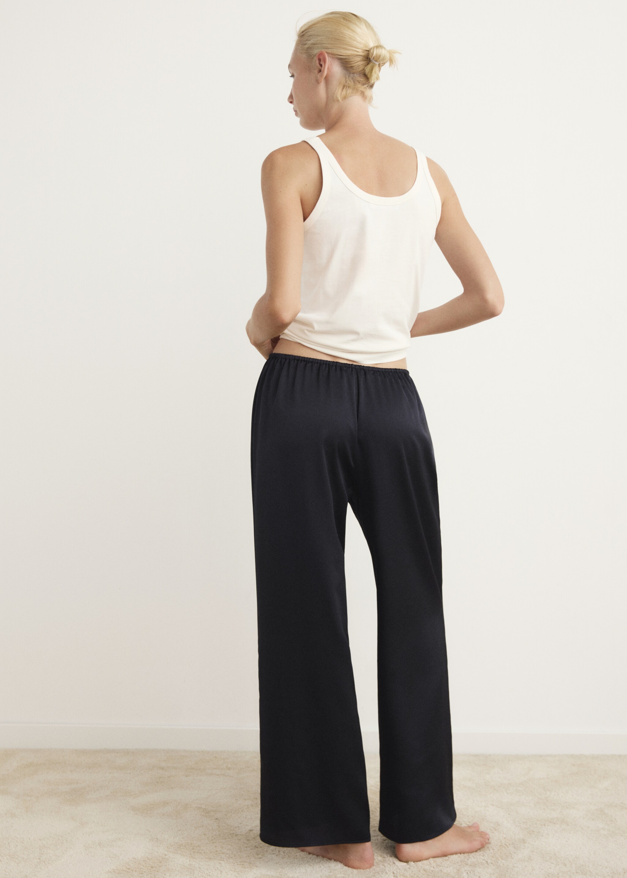 Satin long trousers - Reverse of the article, Charcoal. Ref: 17077127-00.