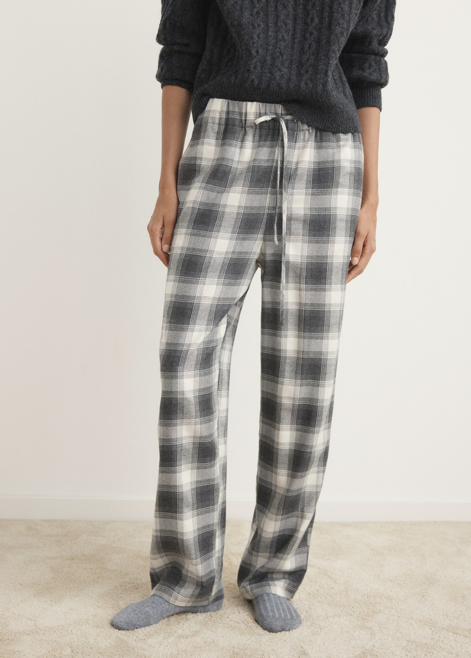 Checked flannel trousers - Medium plane