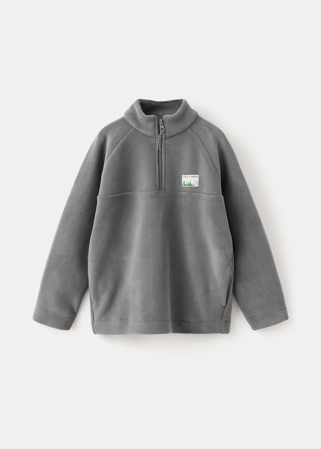 Polar fleece sweatshirt with a perkins neck