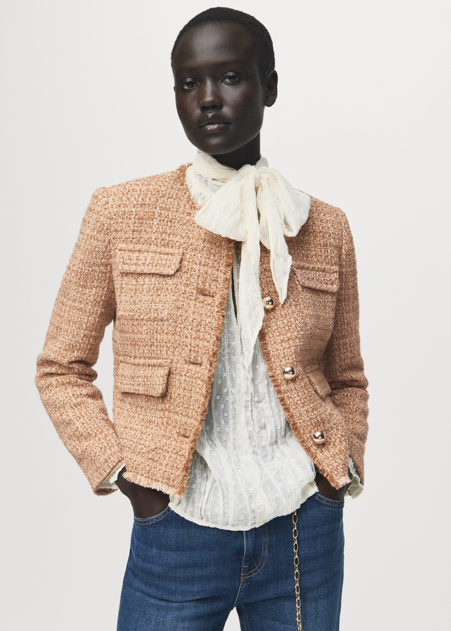 Tweed jacket with frayed ends - Medium plane