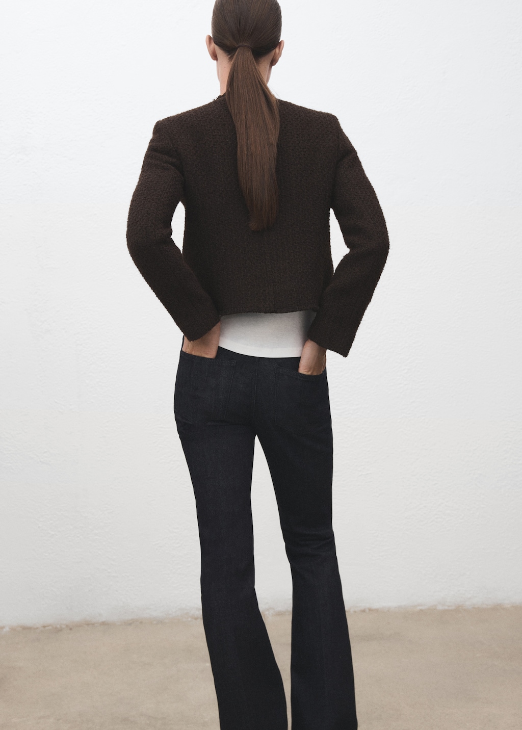 Tweed jacket with frayed ends