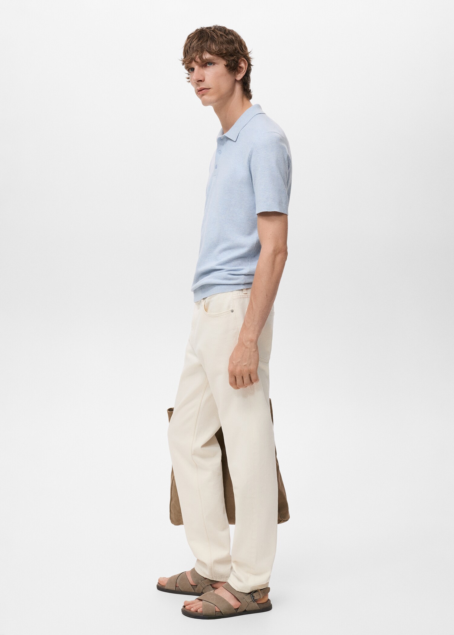 Structured knitted slim-fit polo shirt - Details of the article 2