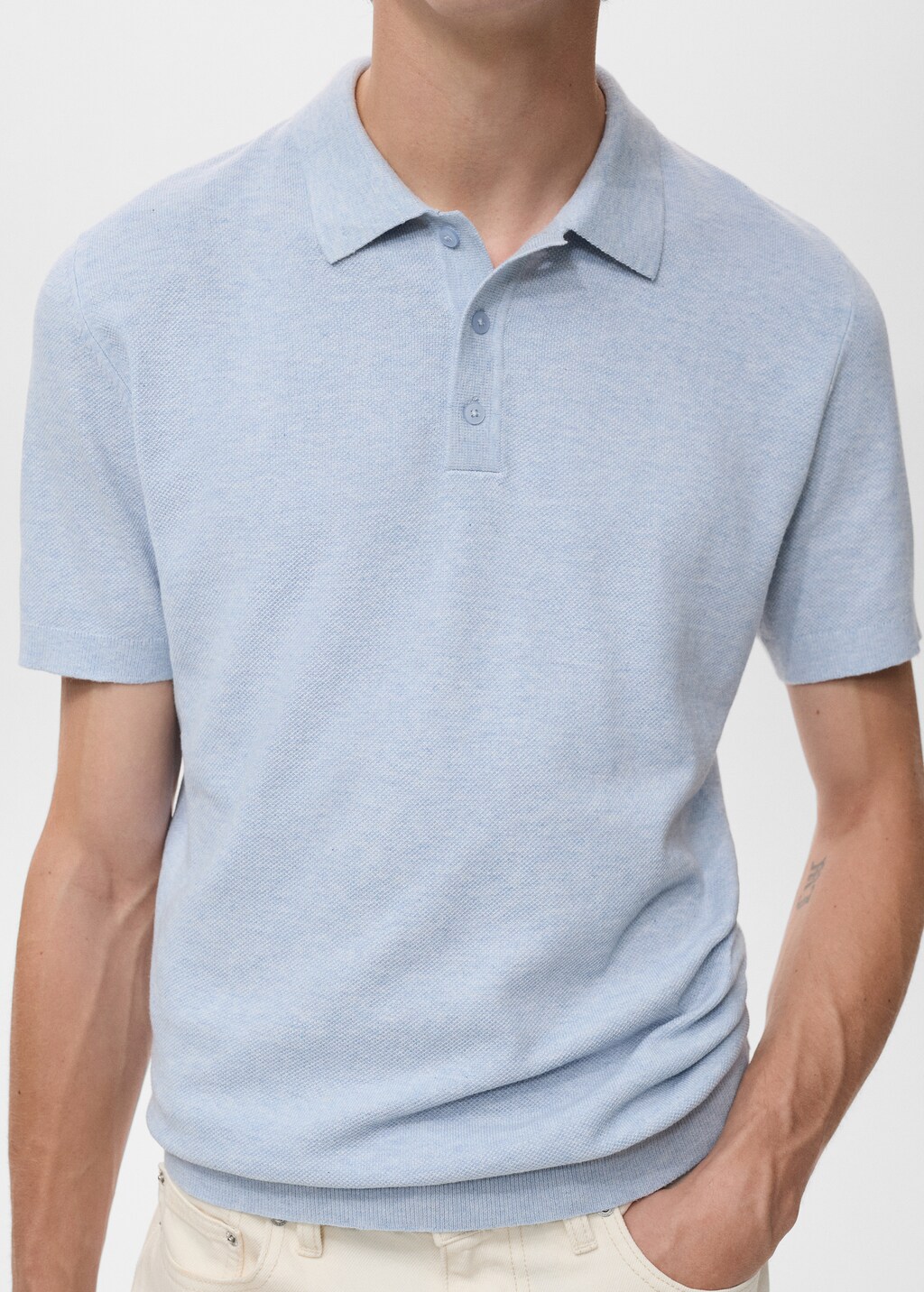 Structured knitted slim-fit polo shirt