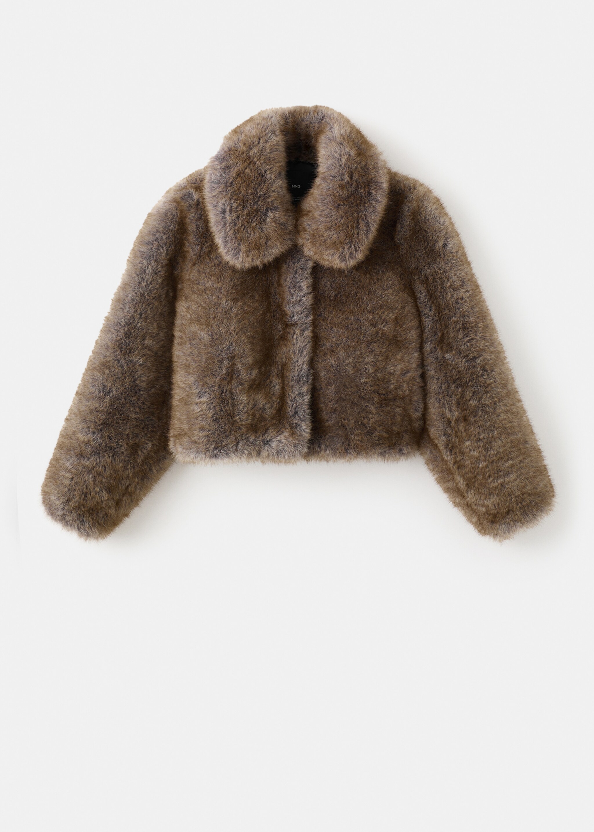 Faux fur effect cropped jacket - Article without model, Beige. Ref: 17077767-00.
