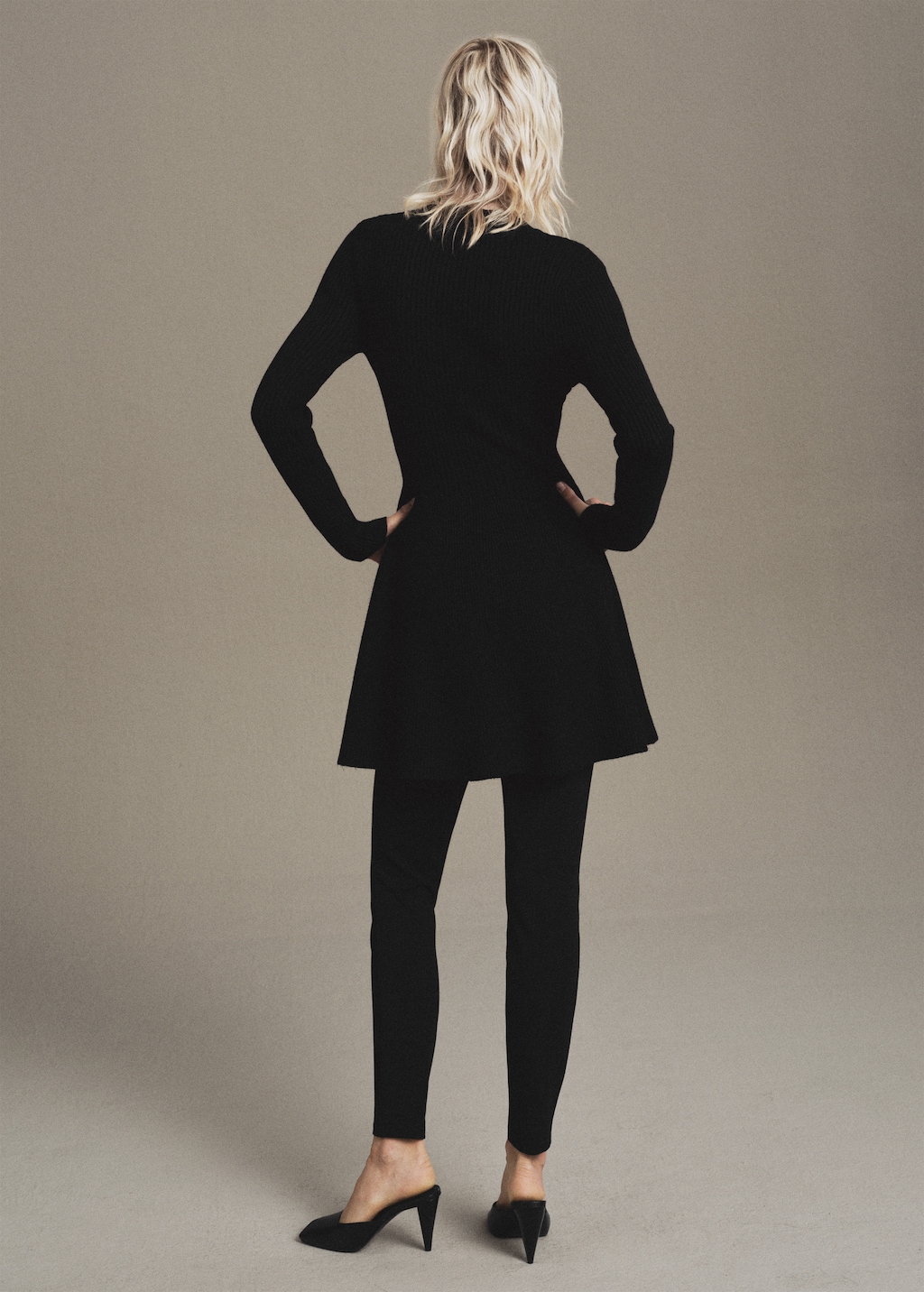 Ribbed knitted A-line dress