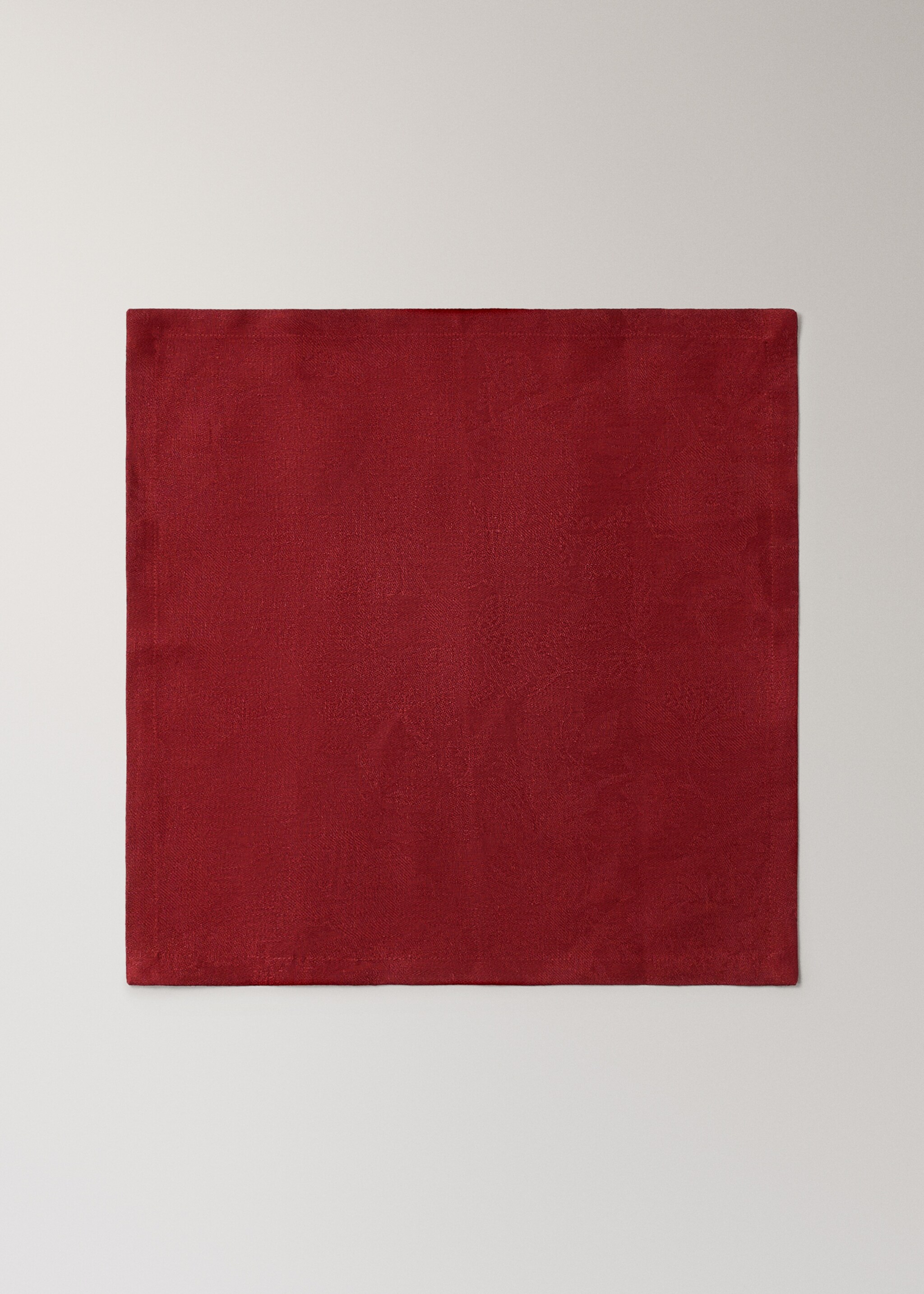Jacquard linen floral napkin - Article without model, Red. Ref: 17077782-00.