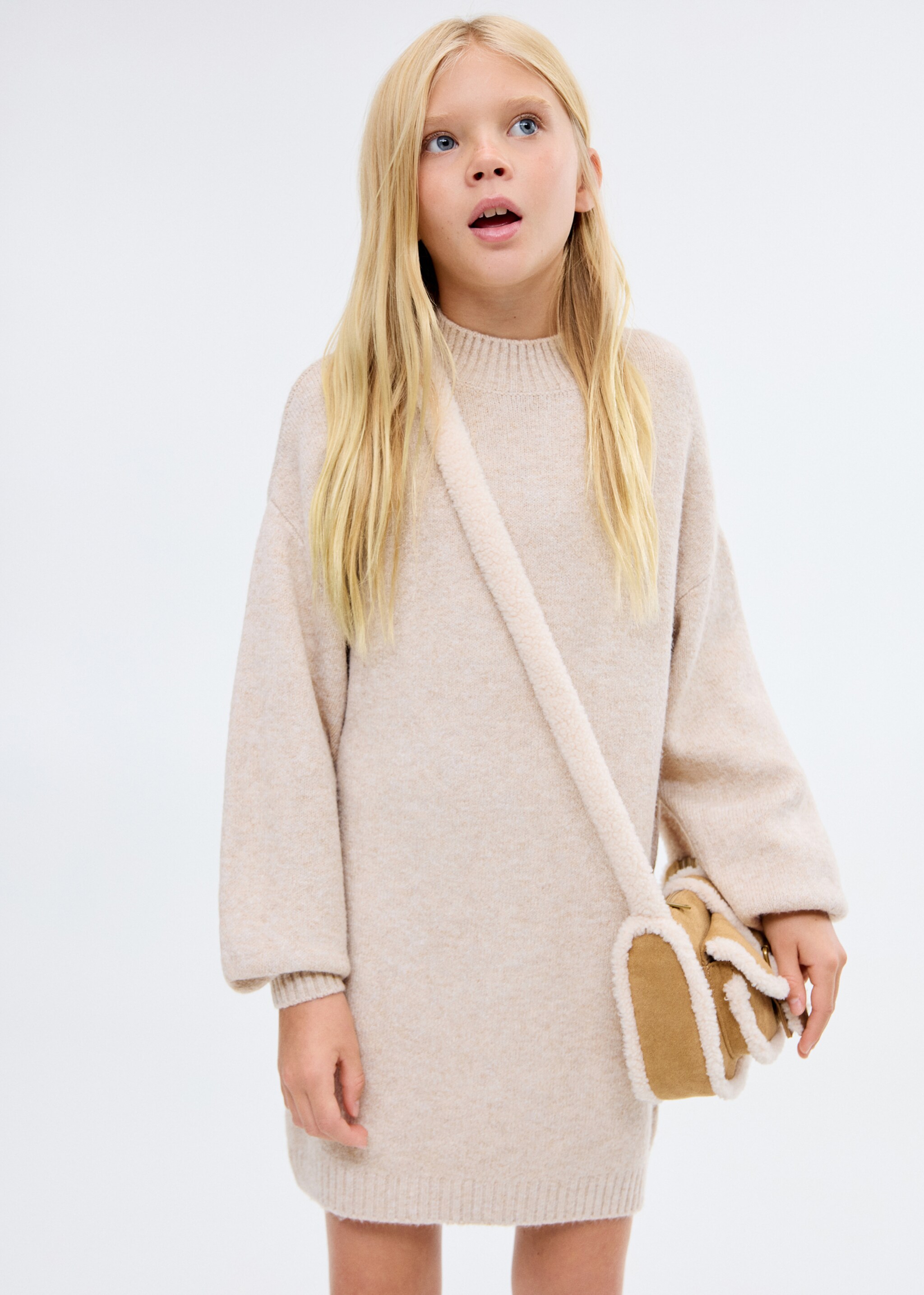 Knit midi dress - Medium plane, Medium Brown. Ref: 17077786-00.