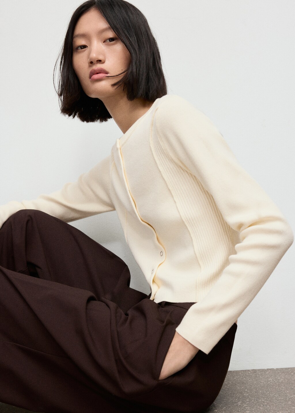 Mango Ribbed knitted cardigan