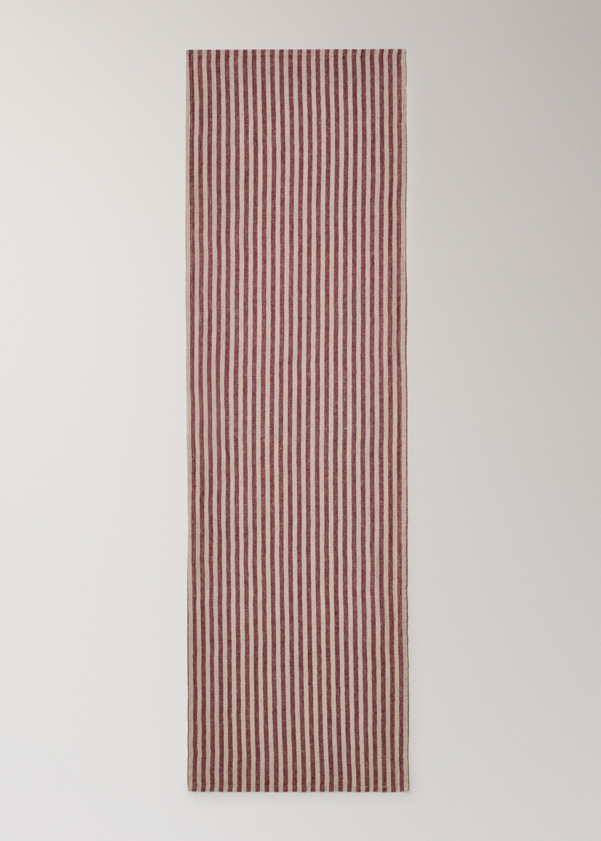 100% linen striped table runner - Details of the article 2, Red. Ref: 17077789-00.