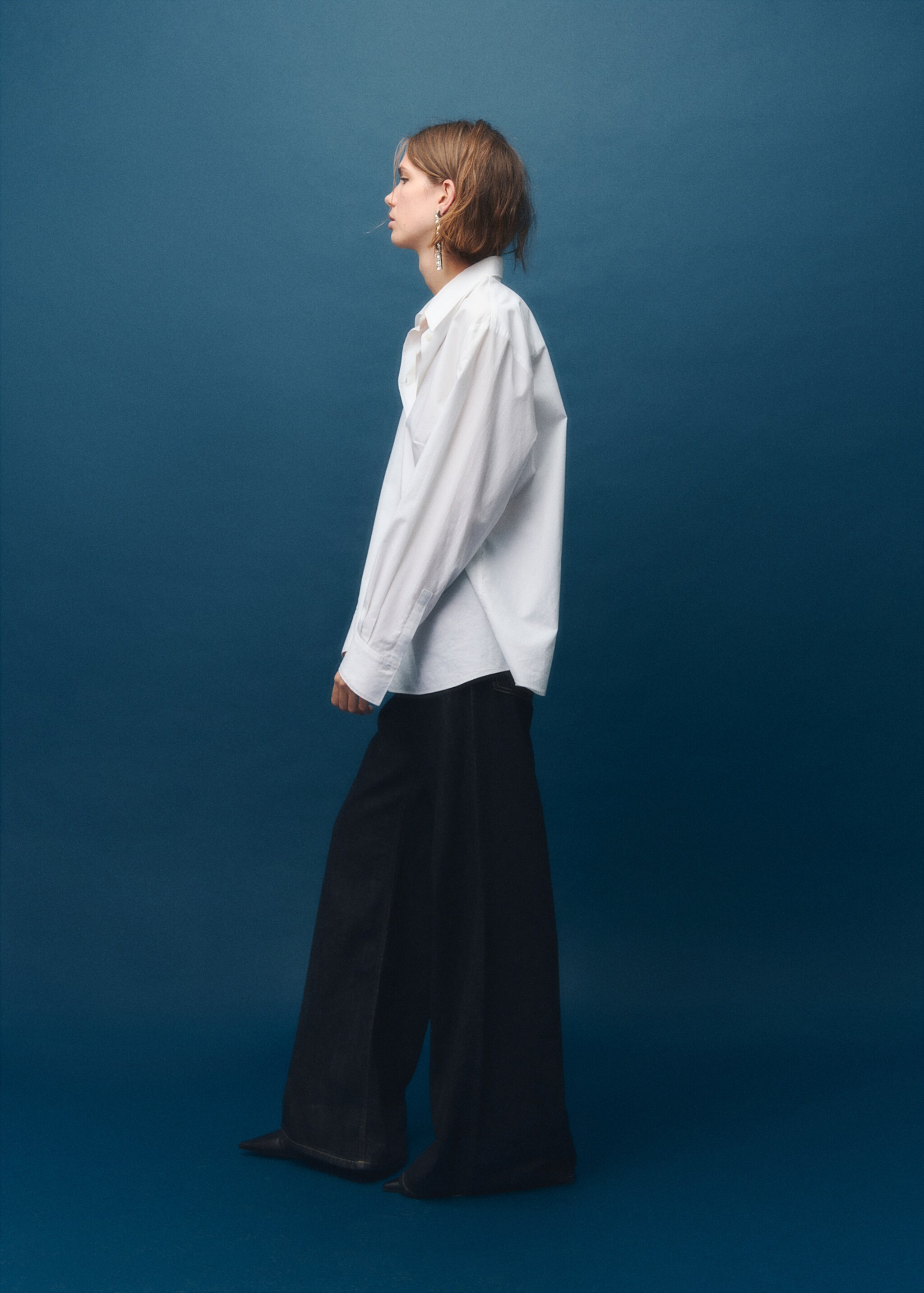 Jeans med vida ben och knappar - Detaljer om artikeln 2, Blå. Ref: 17077792-00.