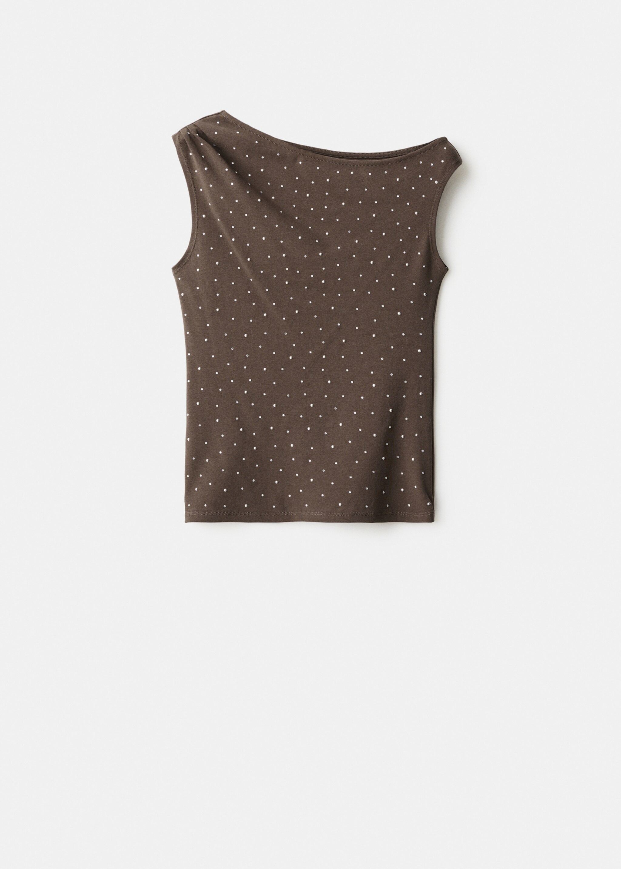 Top asymétrique strass - Article sans modèle, Marron. Ref: 17077797-00.