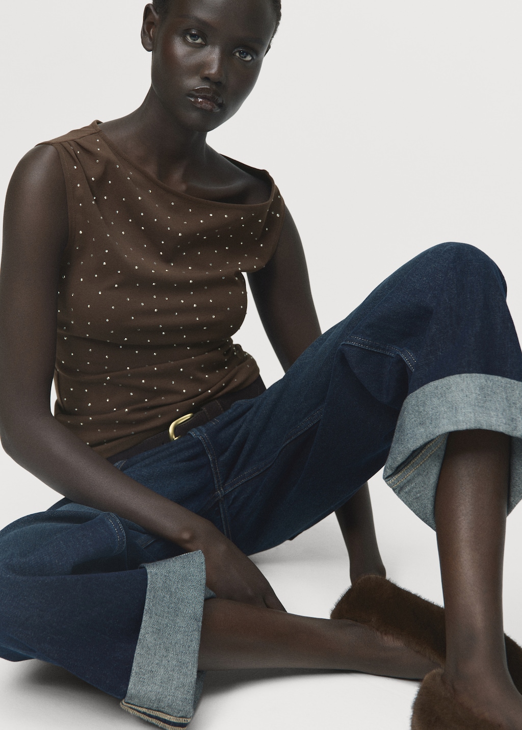 Asymmetrical top with rhinestones