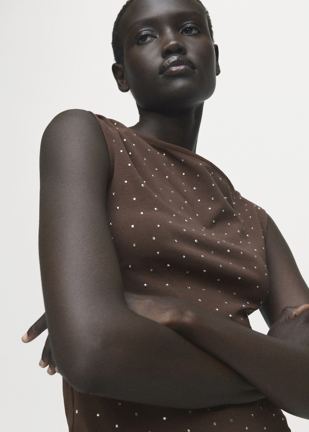 Asymmetrical top with rhinestones