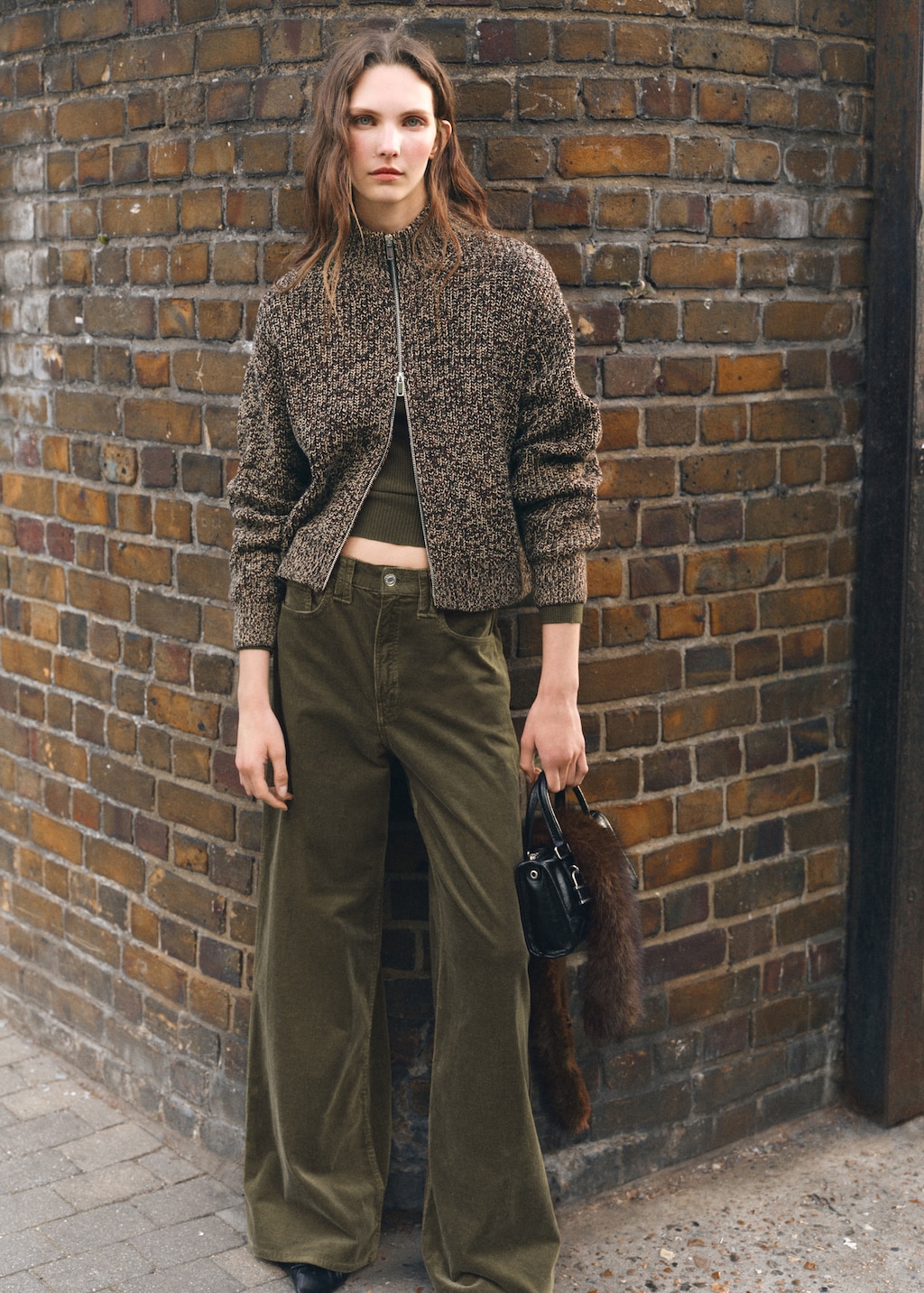 Speckled zip-up cardigan