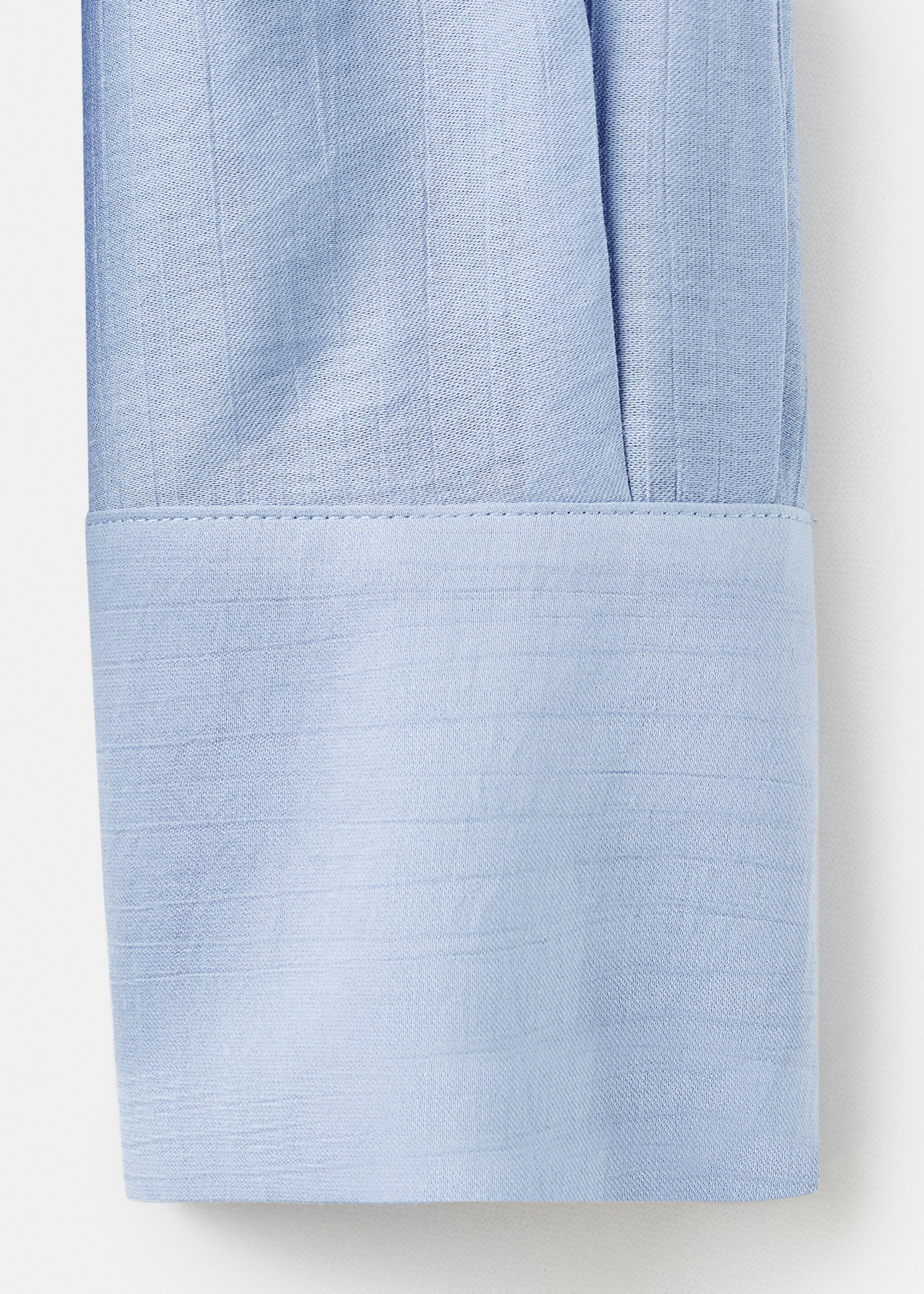 Textured blouse with foulard - Details of the article 0, Blue. Ref: 17077800-00.