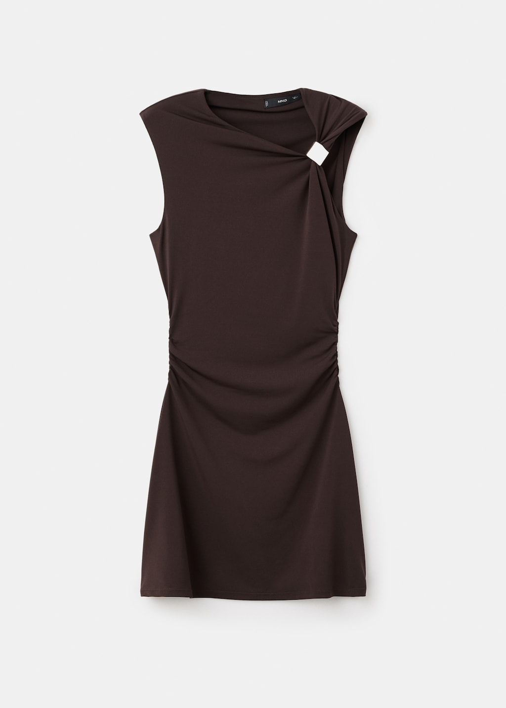 Dress with asymmetrical neck and metallic detail