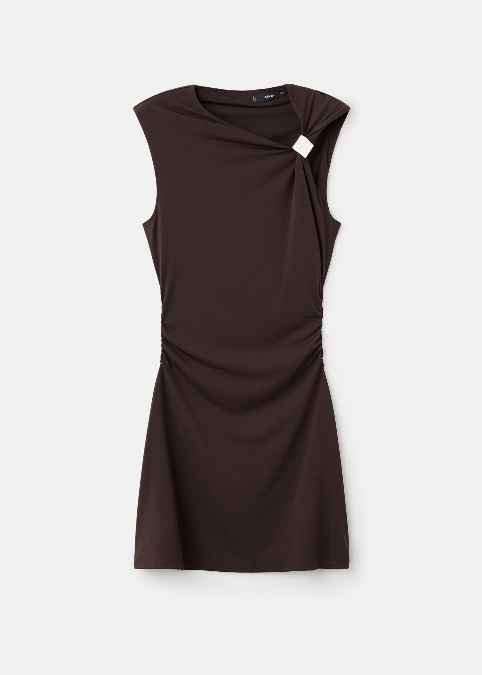 Dress with asymmetrical neck and metallic detail - Article without model, Brown. Ref: 17077801-00.