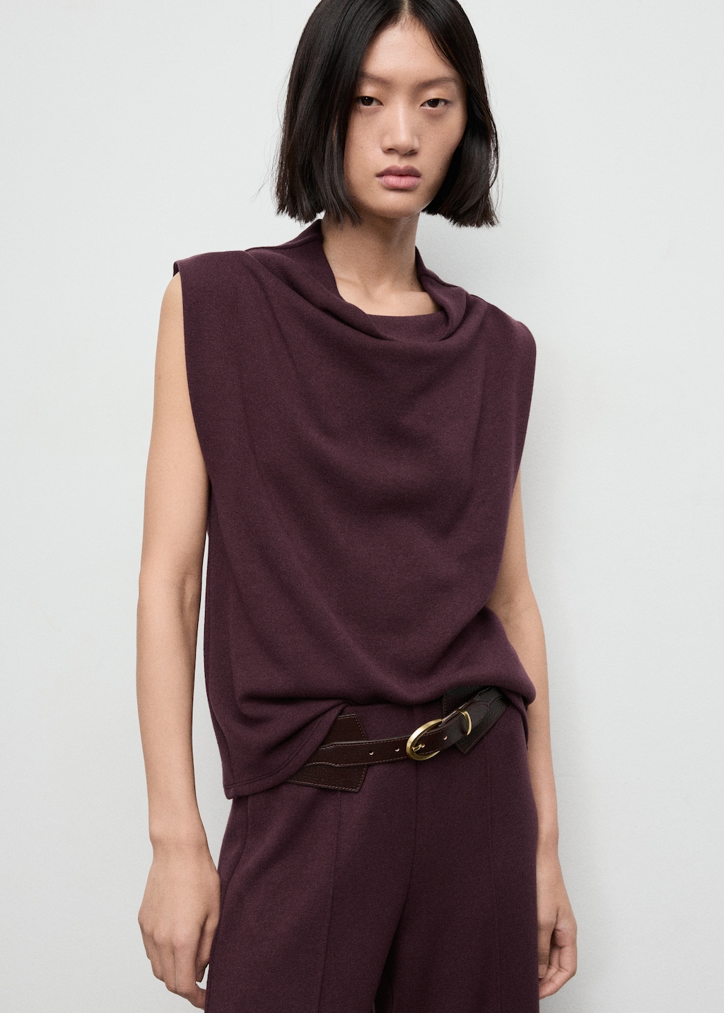 Draped neck top