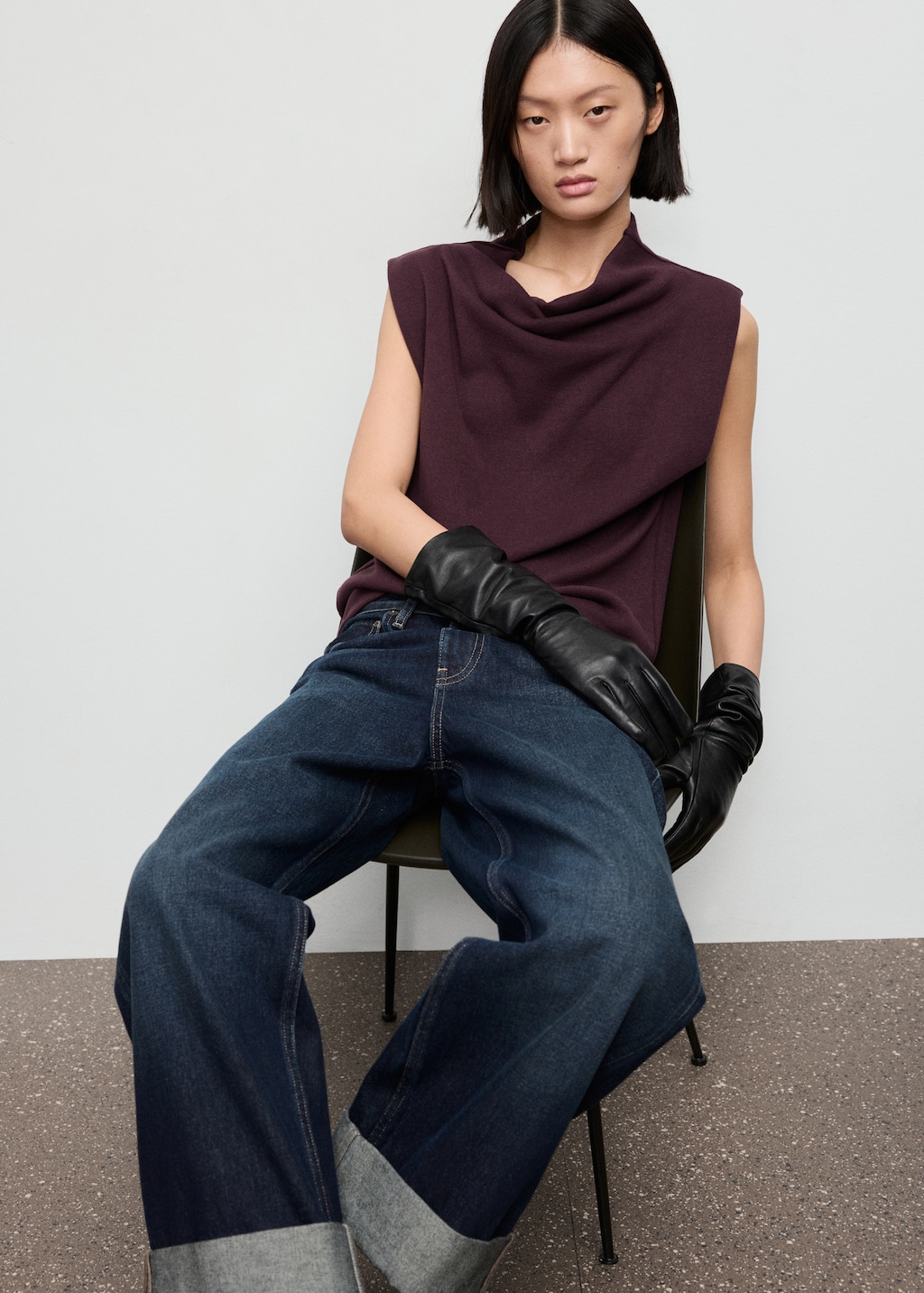 Mango Draped neck top