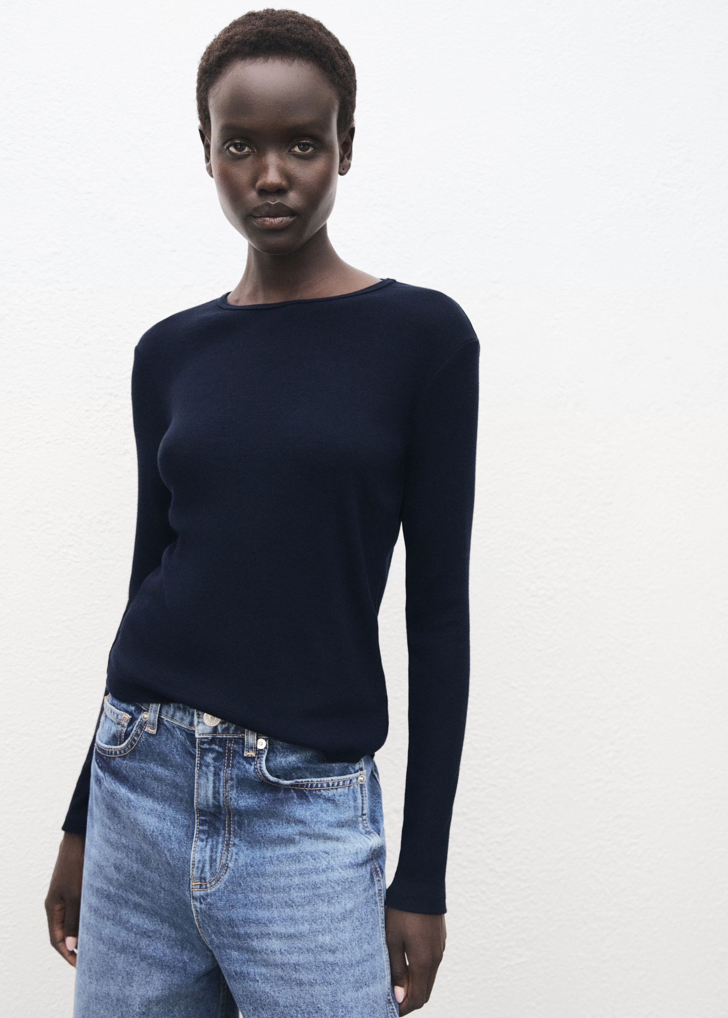 Ribbed long-sleeved t-shirt - Main Image