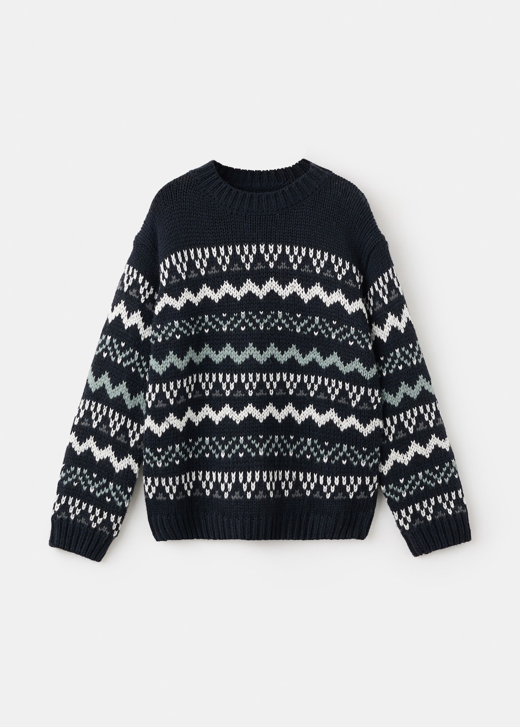 Knitted sweater with trim