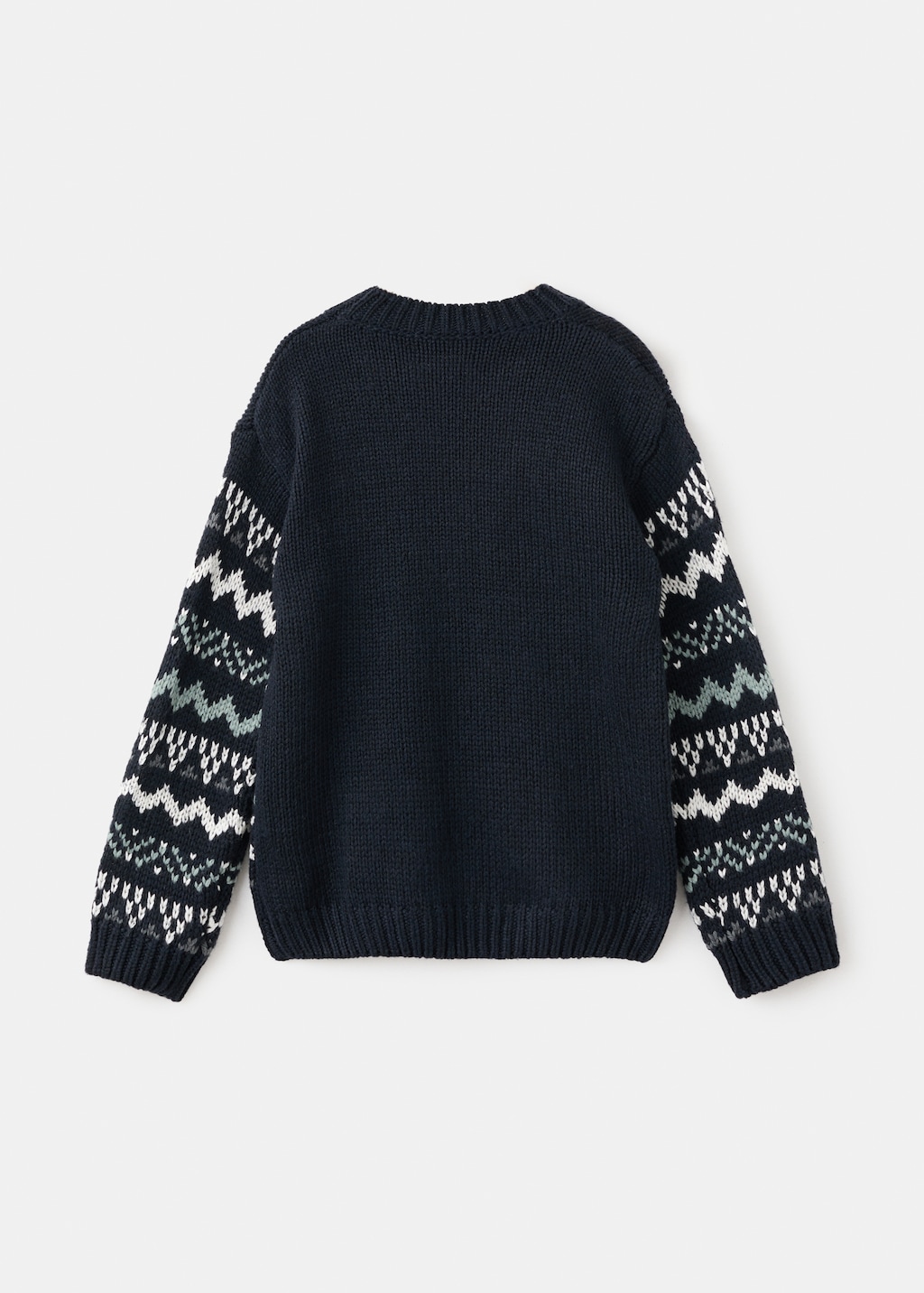 Knitted sweater with trim