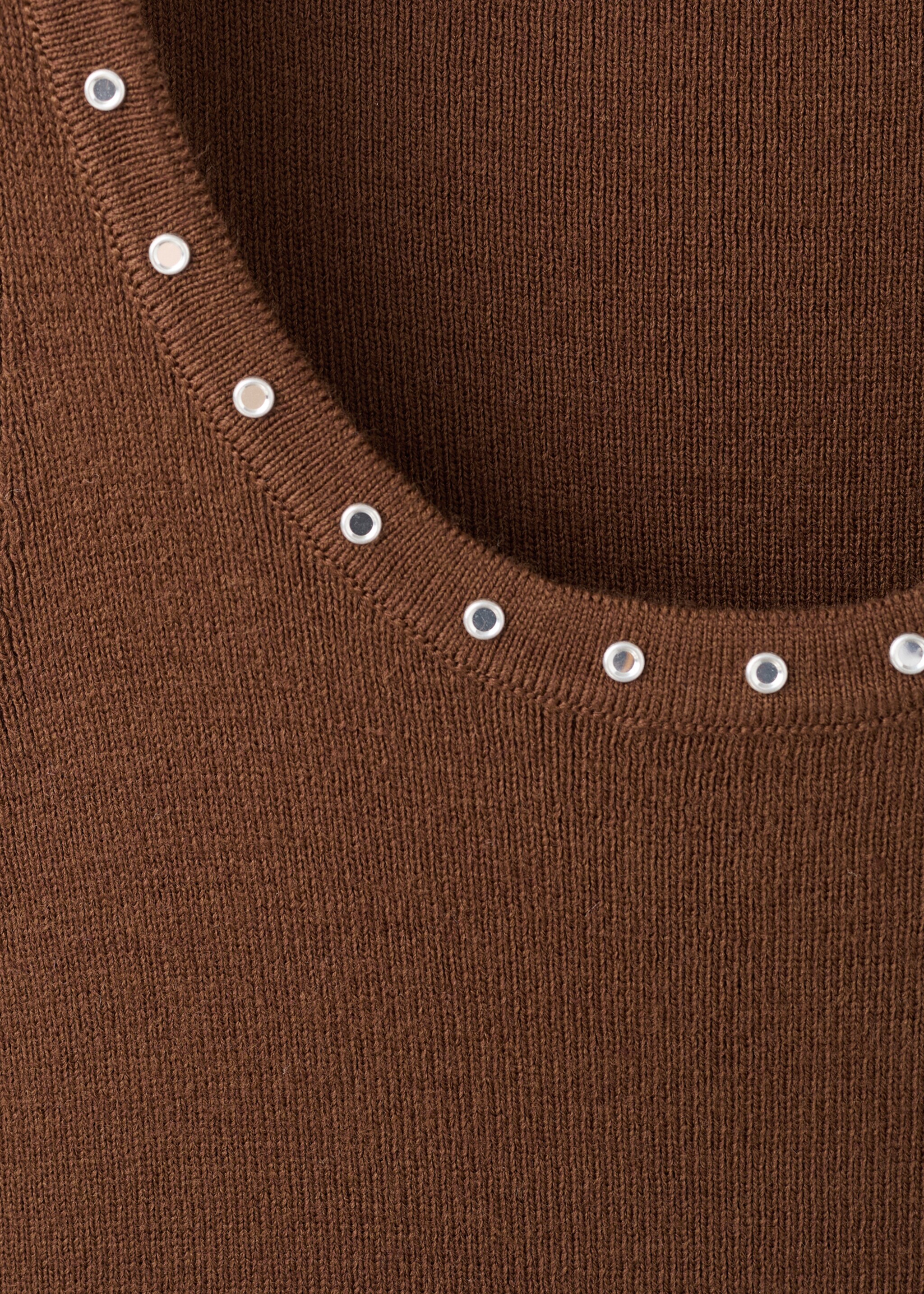Knitted top with studs - Details of the article 8, Brown. Ref: 17077812-00.