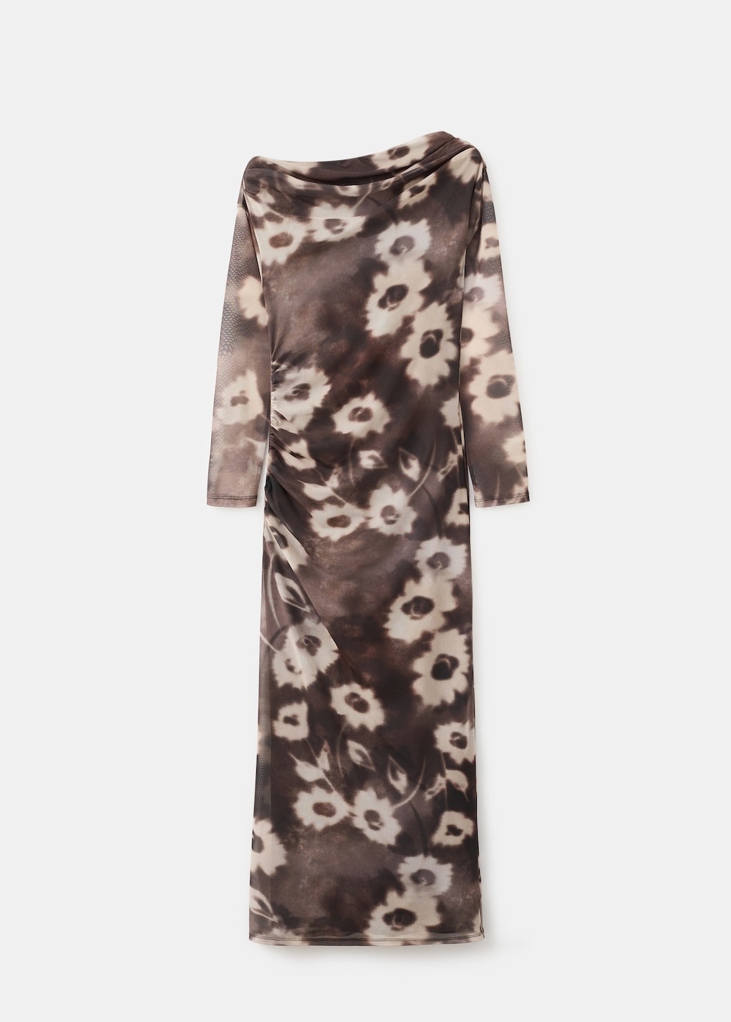 Mango Asymmetrical floral-print dress