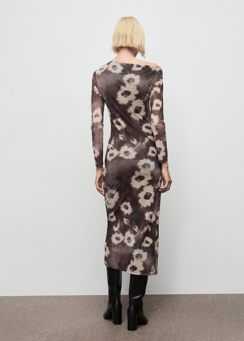 Mango Asymmetrical floral-print dress