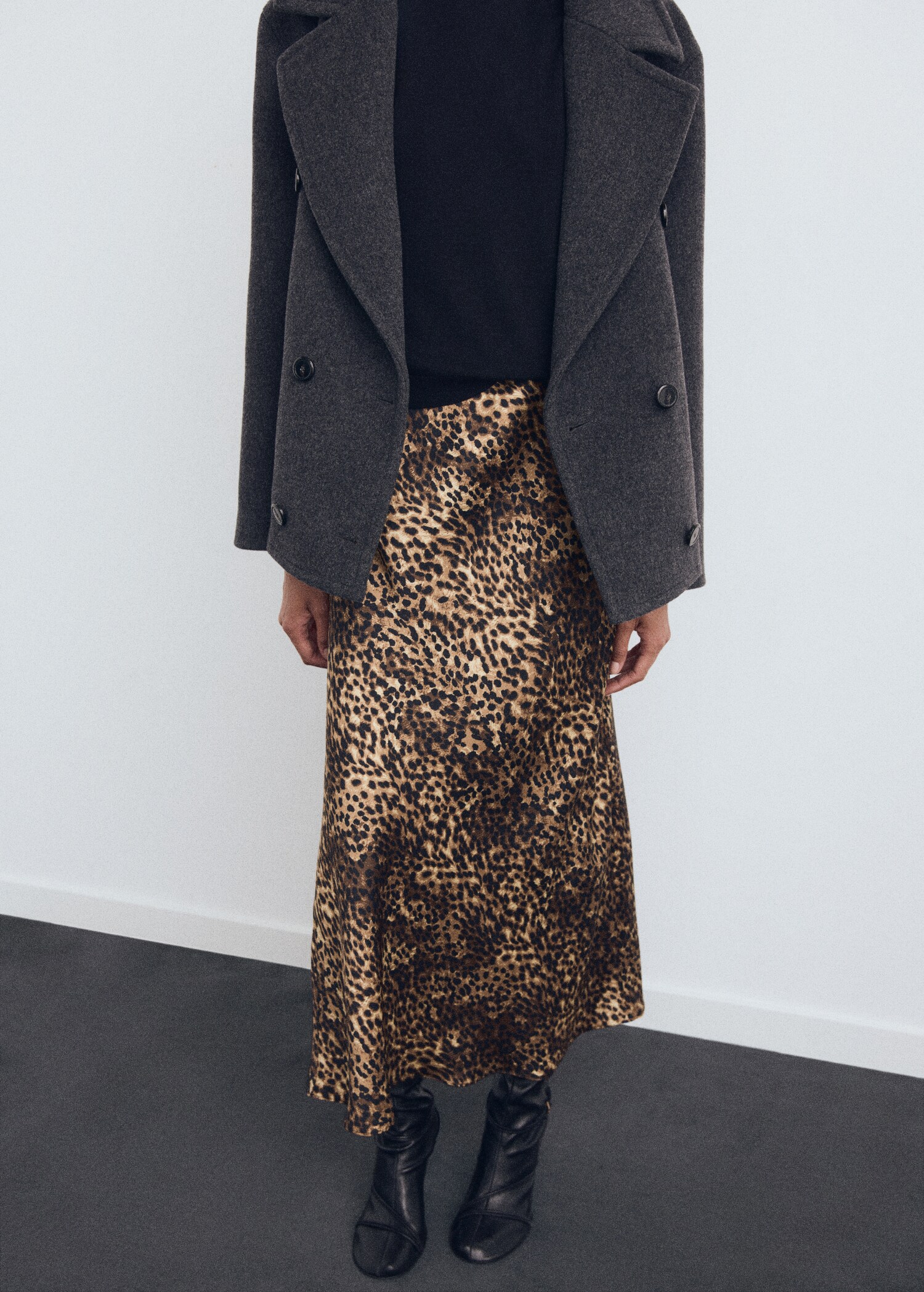 Leopard-print satin skirt - Medium plane