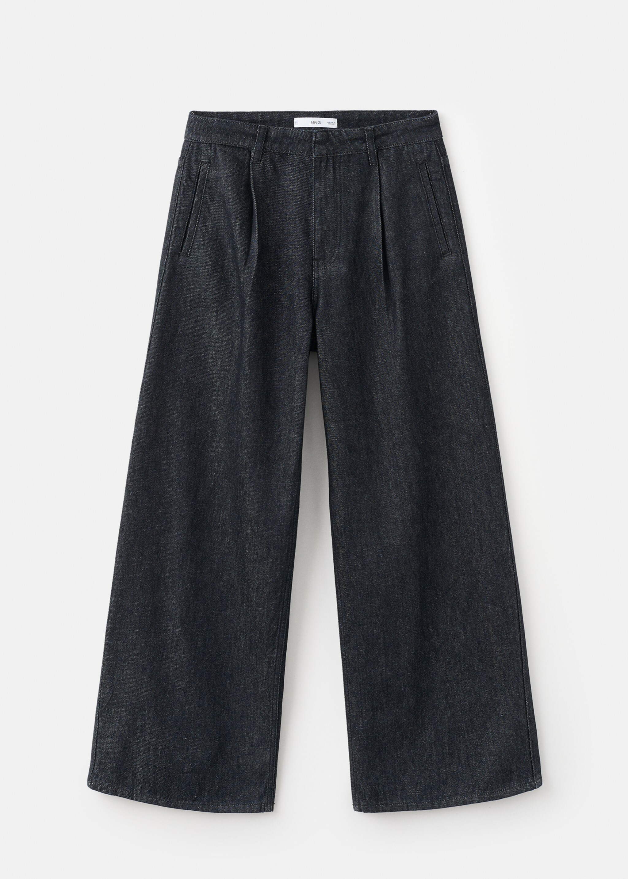 Pantalon denim large avec pinces - Article sans modèle, Noir. Ref: 17077816-00.