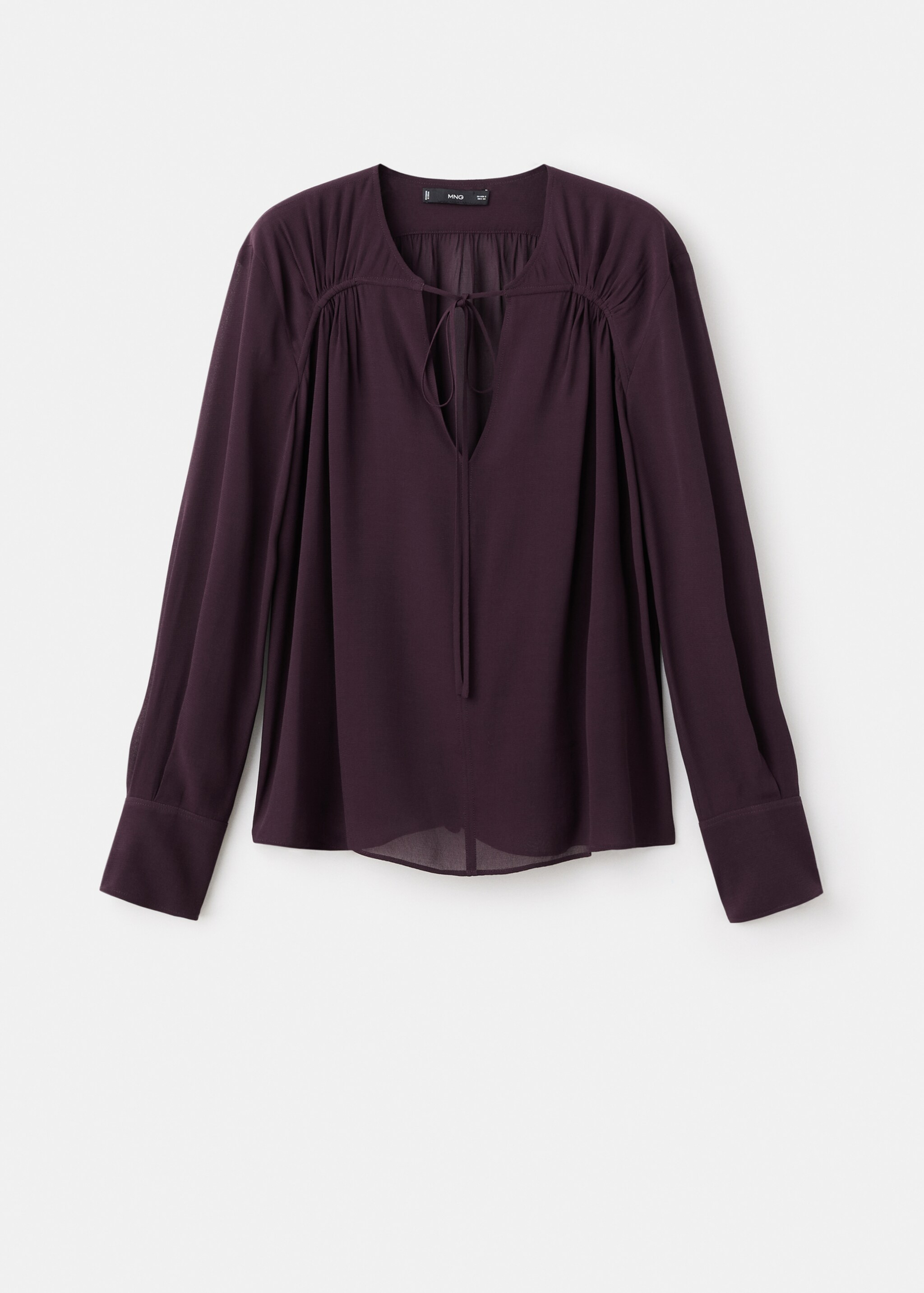 Chiffon blouse with bow neckline - Article without model, Burgundy. Ref: 17077817-00.