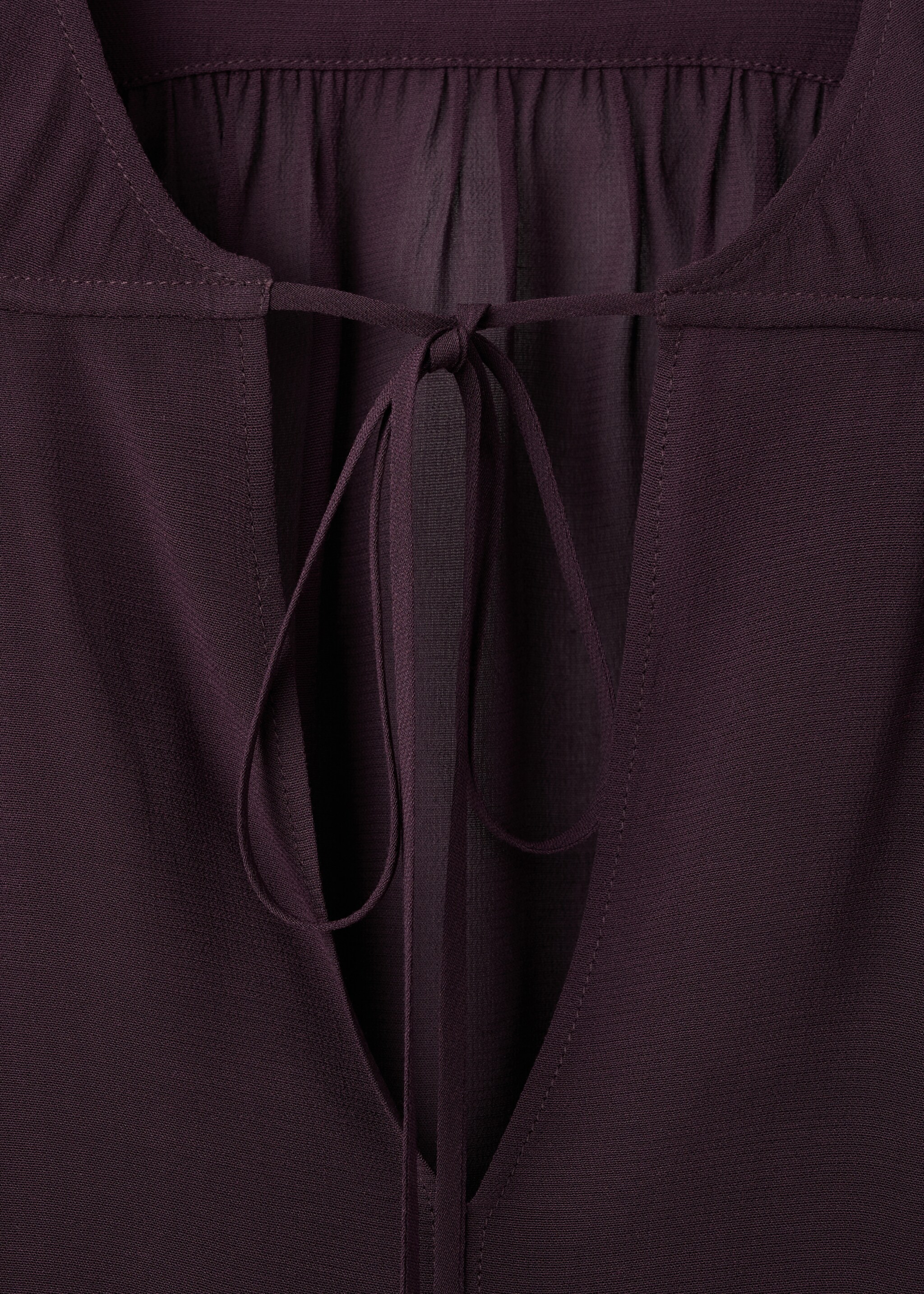 Chiffon blouse with bow neckline - Details of the article 8, Burgundy. Ref: 17077817-00.