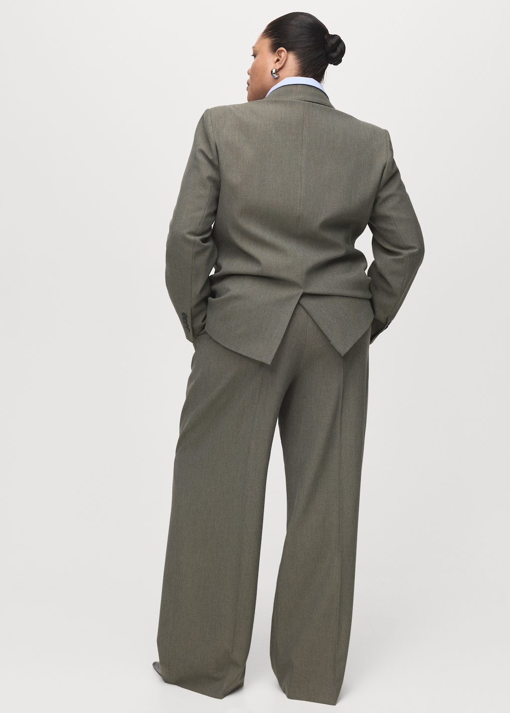 Pleated straight-leg suit pants