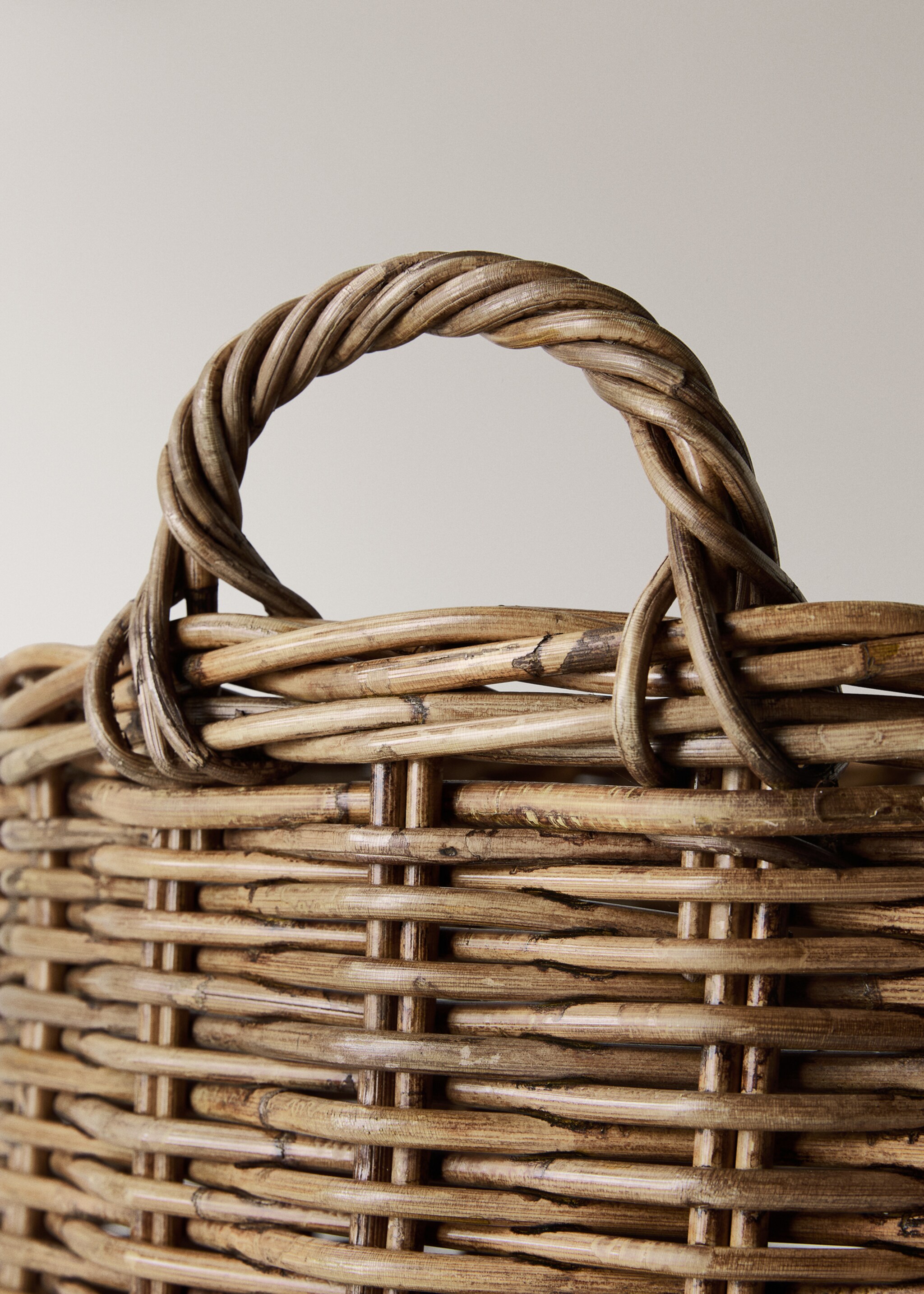 Thick rattan basket - Λεπτομέρεια του προϊόντος 2, Καφέ. Ref: 17077887-00.