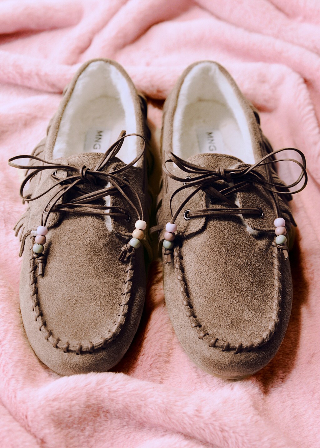 Shearling leather moccasins