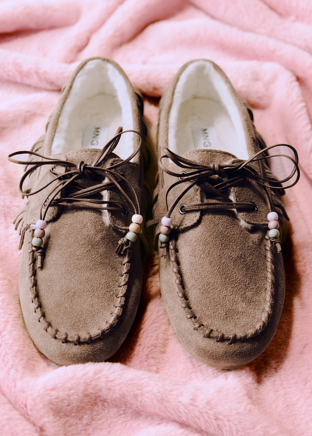 Shearling leather moccasins