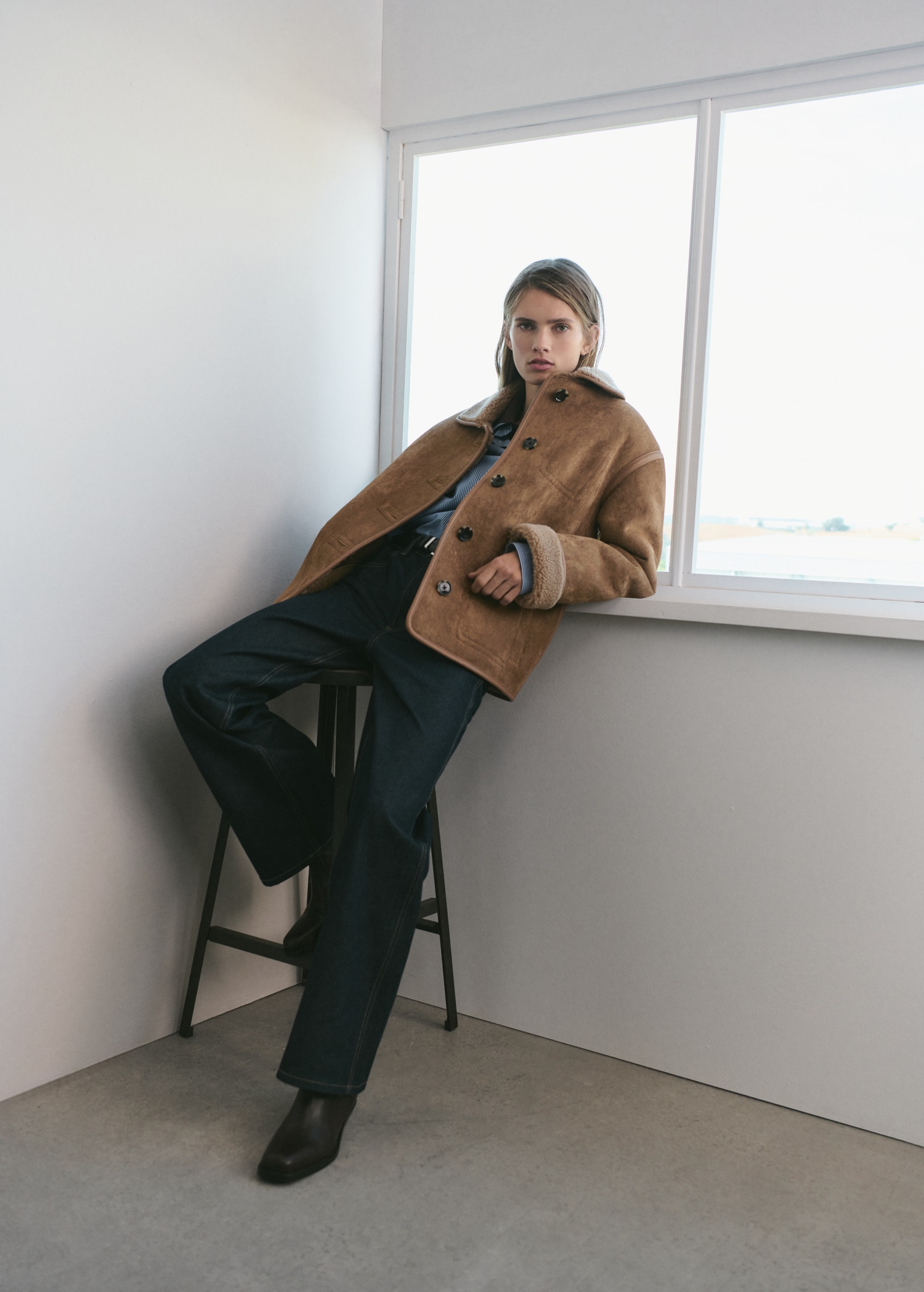 Faux-shearling leather-effect coat - Details of the article 6