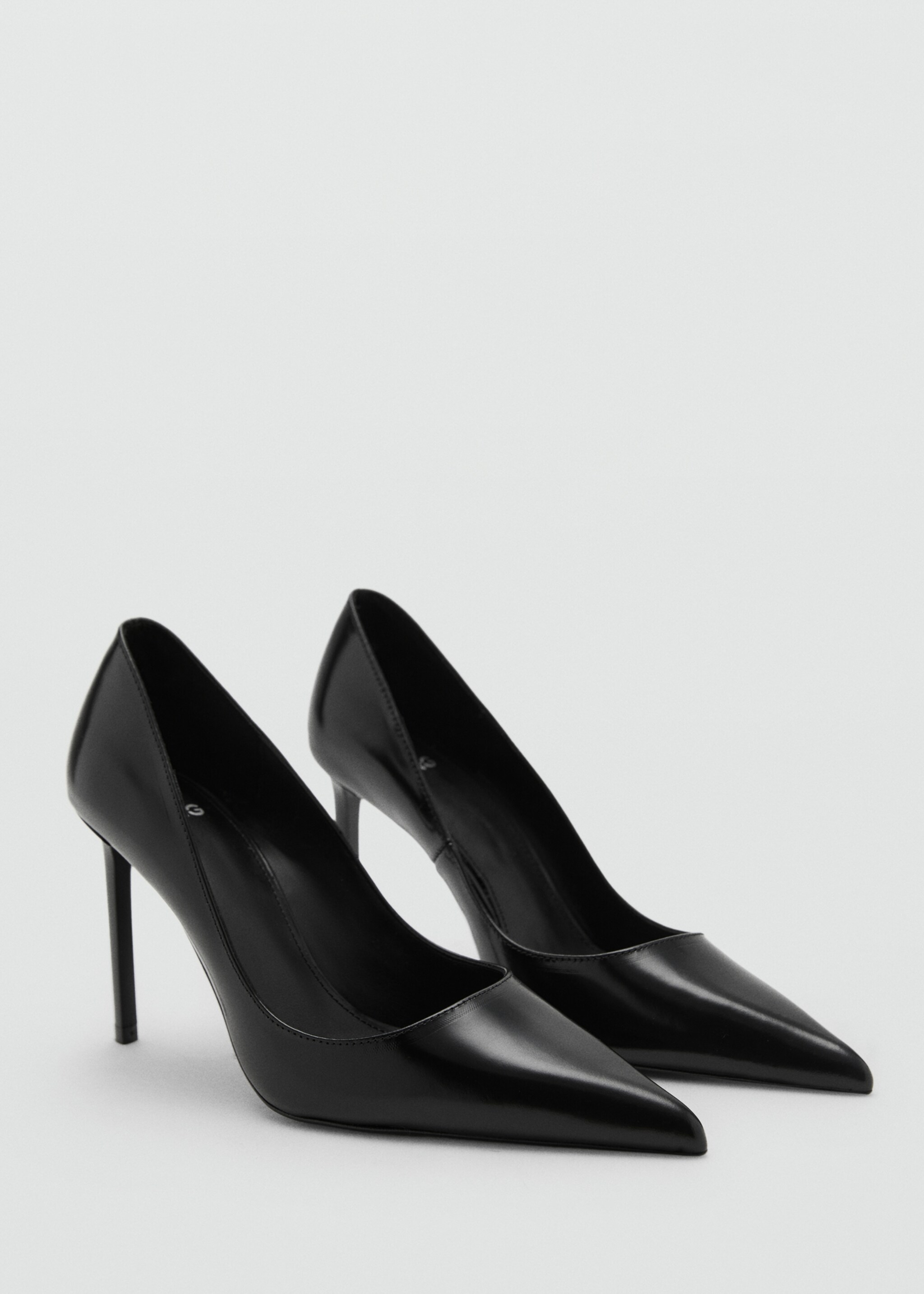 Pointed-toe leather heeled shoes - Medium plane, Black. Ref: 17077910-00.