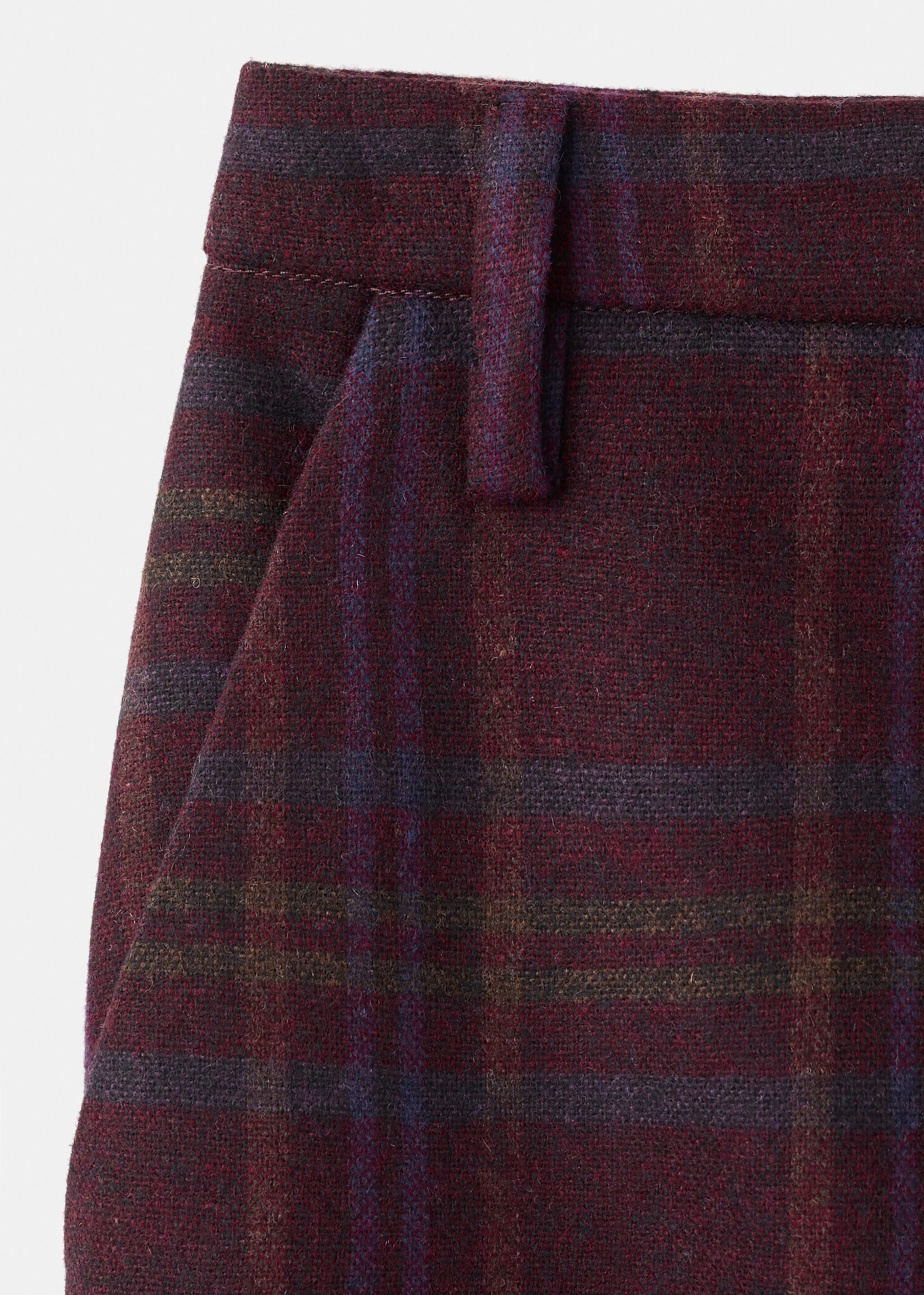 Check wrap skirt - Details of the article 8, Maroon. Ref: 17077911-00.