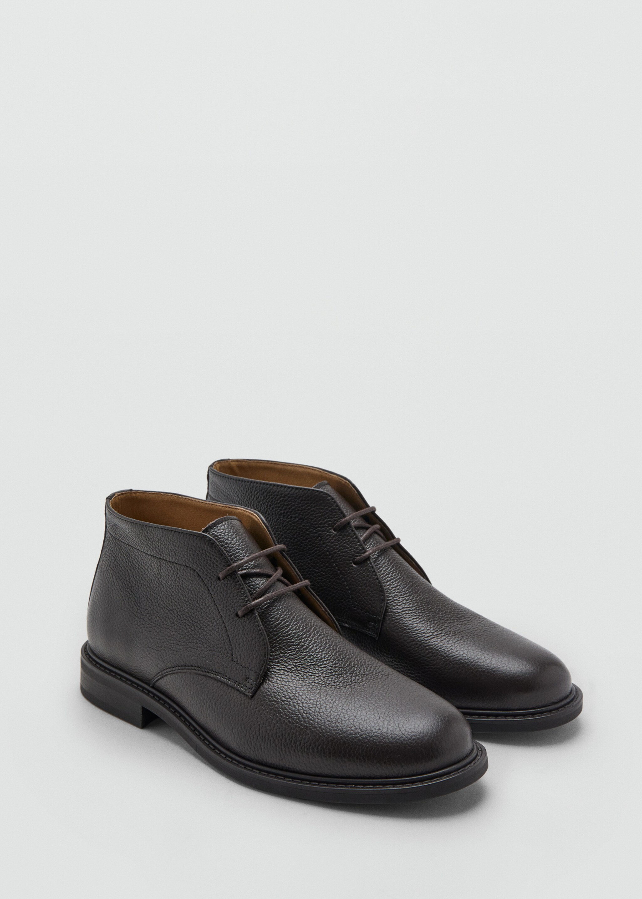 Bottines cuir lacets - Plan moyen, Chocolat. Ref: 17077912-00.