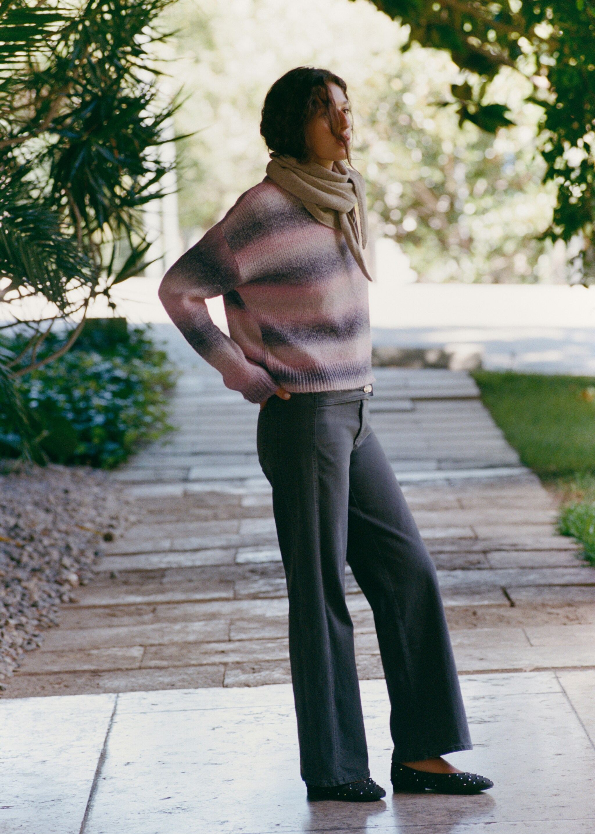 Multi-coloured knit sweater - Details of the article 5, Light Pink. Ref: 17078265-00.