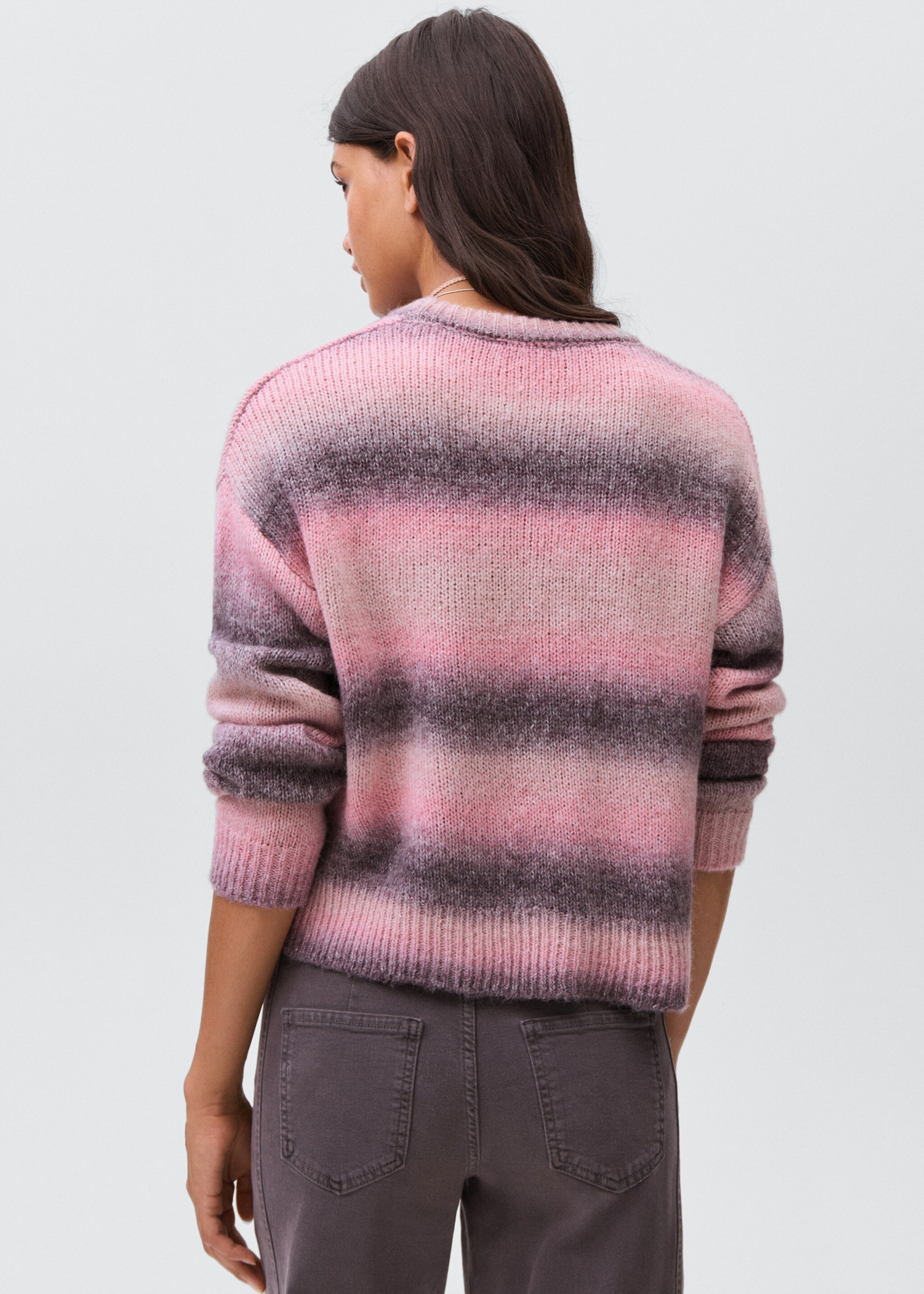Jersey punto multicolor - Reverso del artículo, Rosa claro. Ref: 17078265-00.