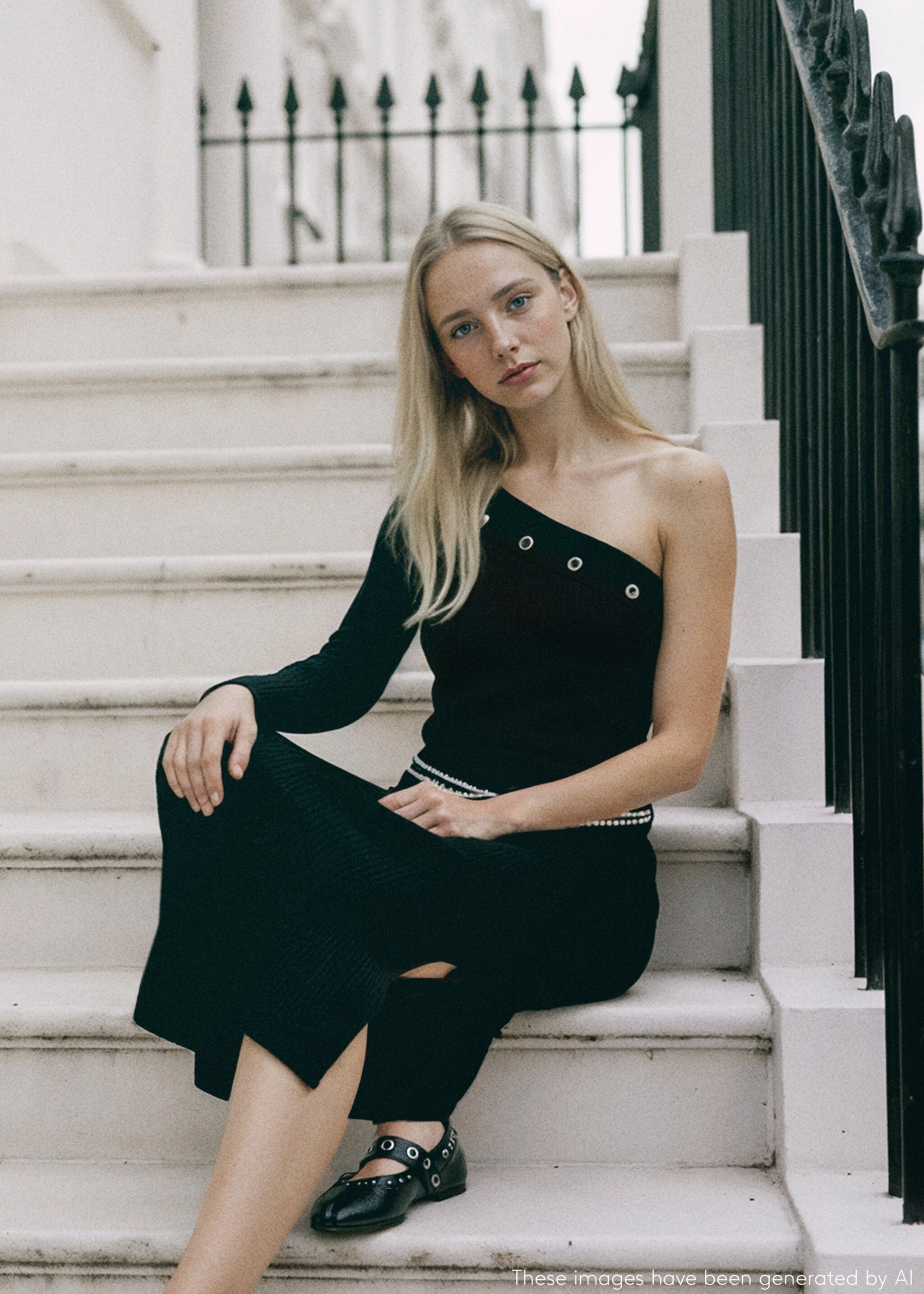 Asymmetrical studded dress - Medium plane, Black. Ref: 17078269-00.